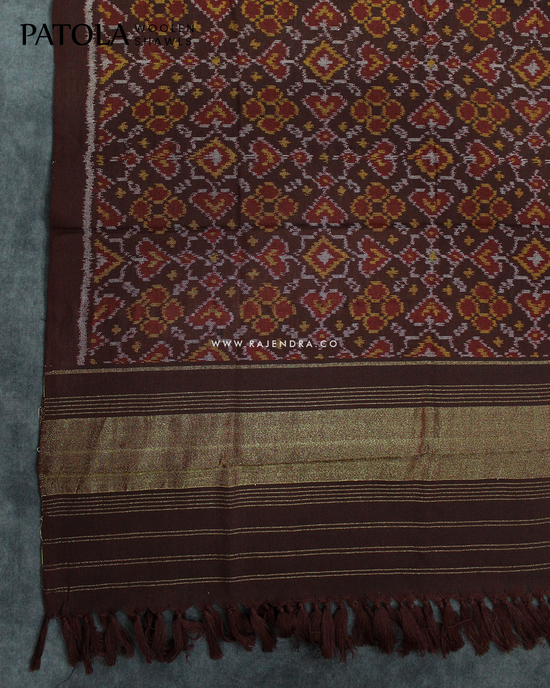 Handwoven Manekchowk Design Maroon Woolen Patola Shawls