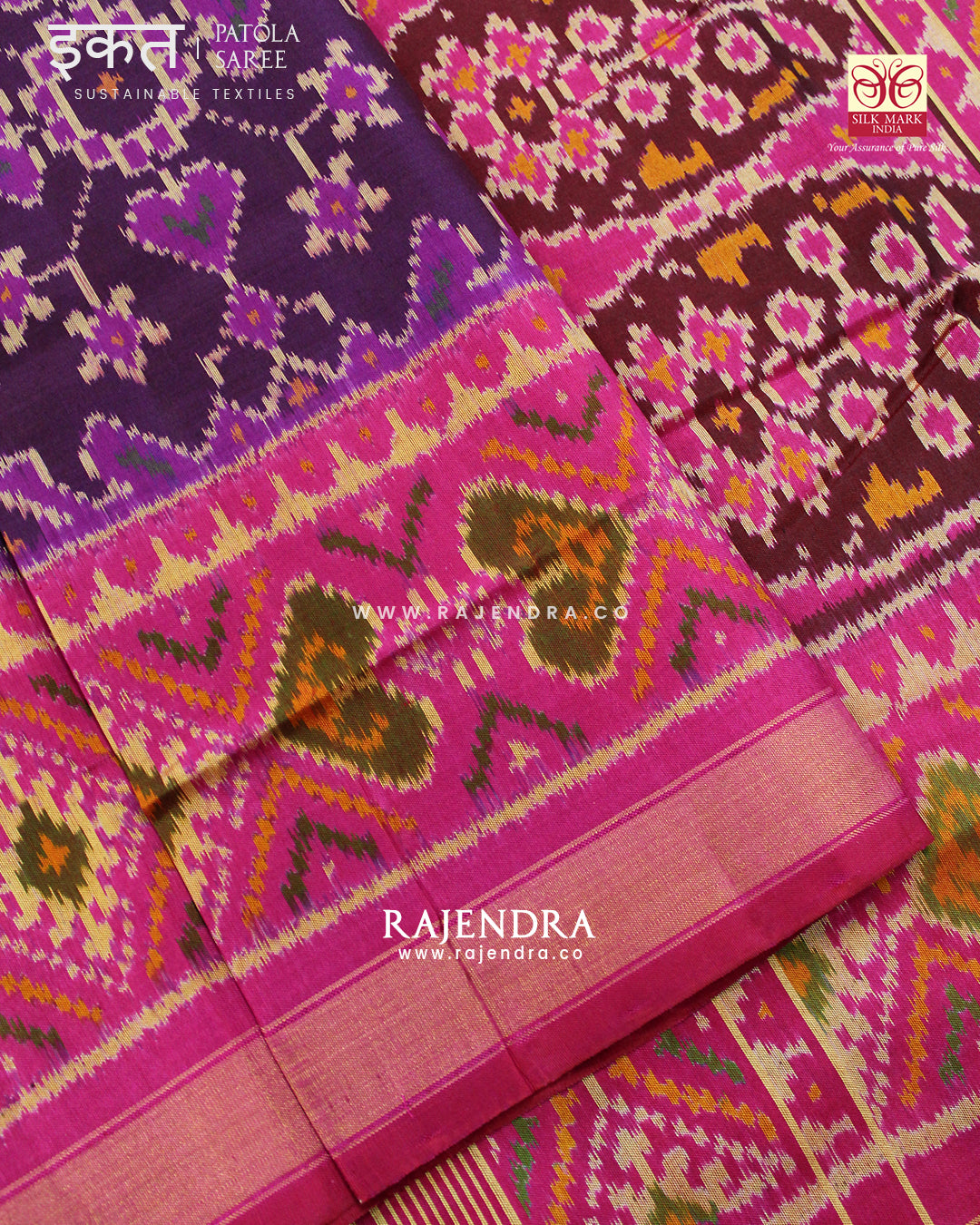 Traditional Manekchowk Mix Pink and Purple Single Ikat Rajkot Patola Saree
