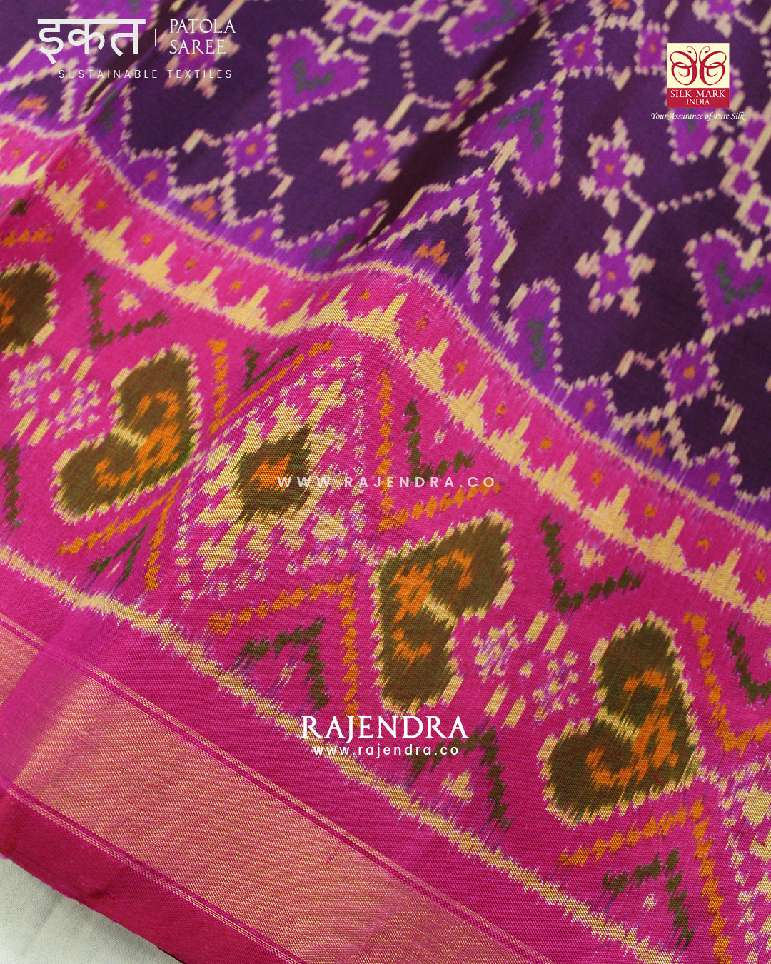 Traditional Manekchowk Mix Pink and Purple Single Ikat Rajkot Patola Saree