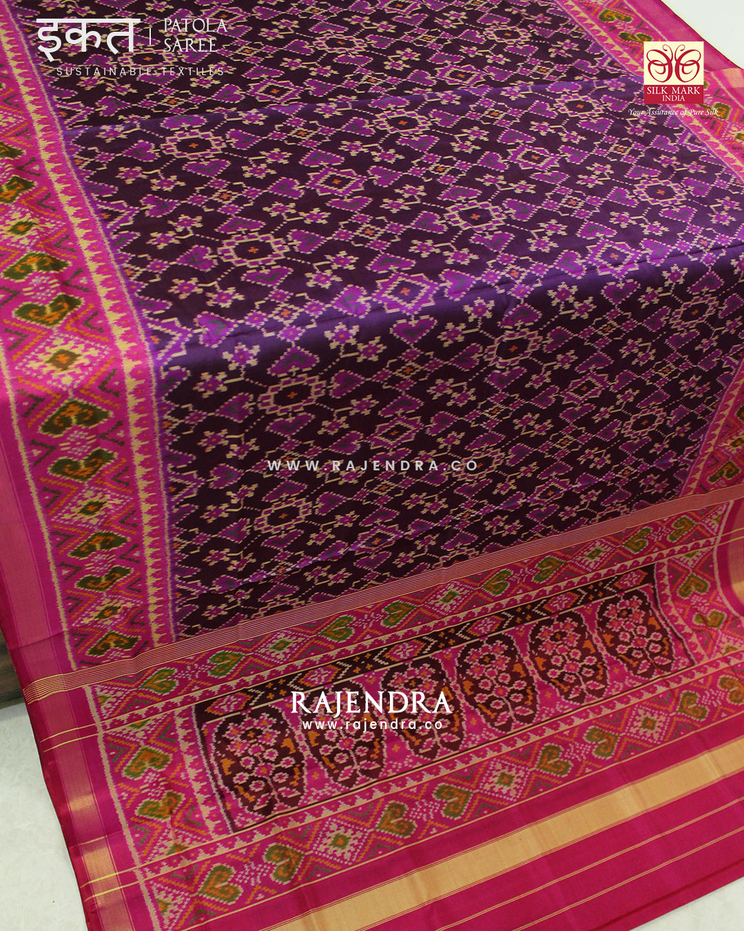 Traditional Manekchowk Mix Pink and Purple Single Ikat Rajkot Patola Saree