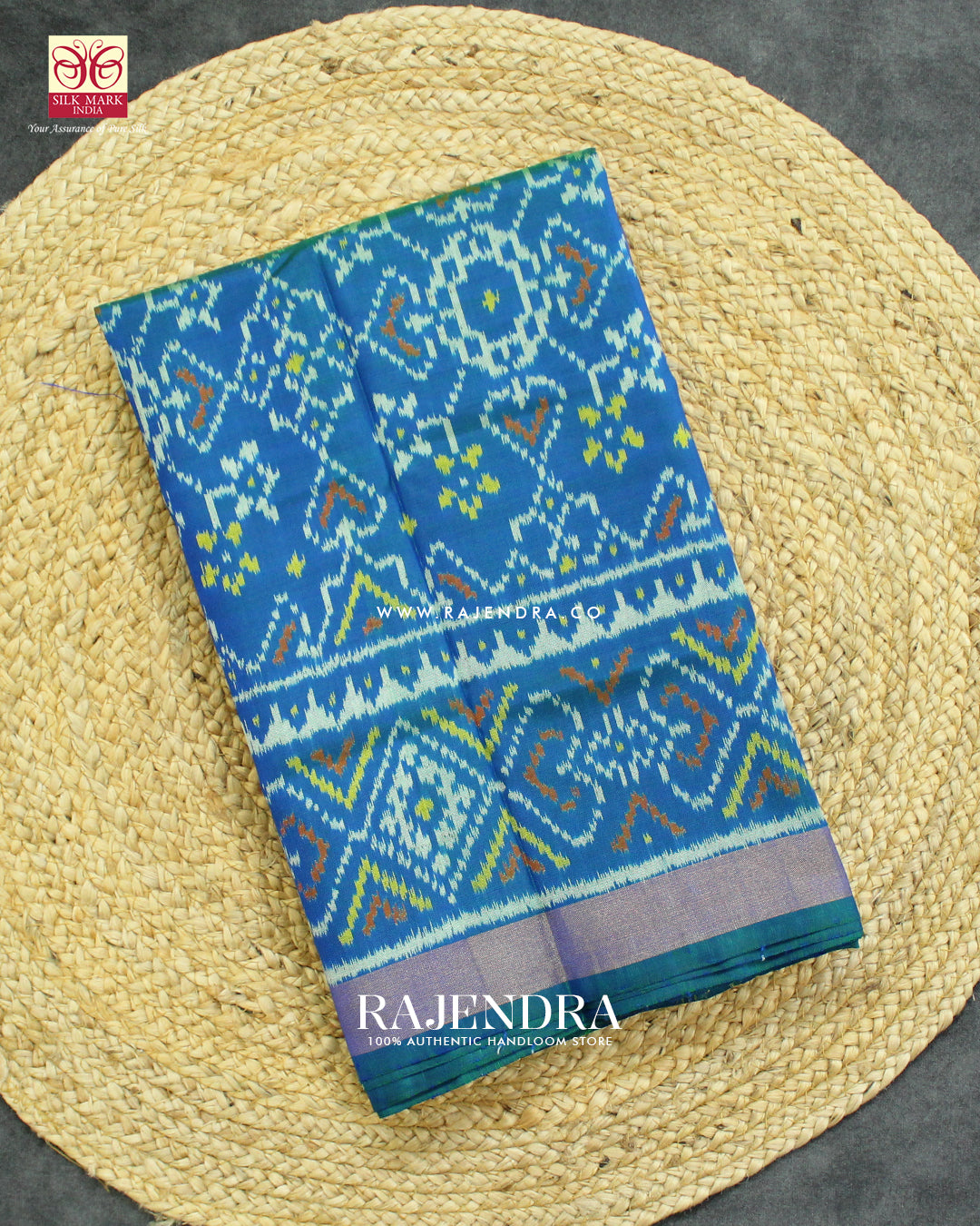 Traditional Manekchowk Navratna Mix Design Light Blue Single Ikat Rajkot Patola Saree