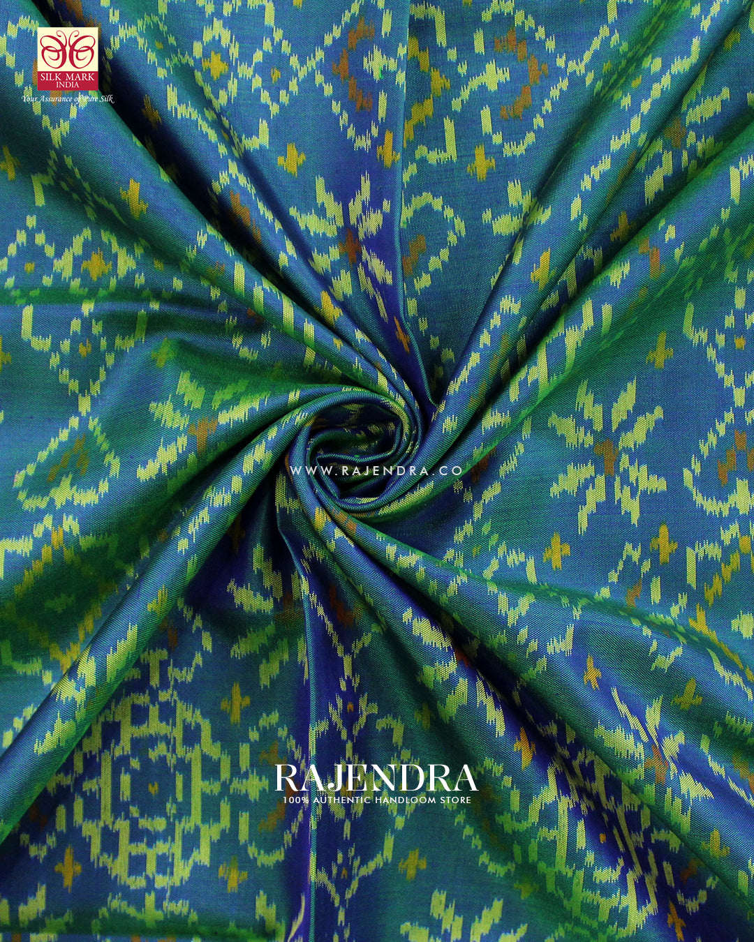 Traditional Manekchowk Navratna Mix Light Blue Single Ikat Rajkot Patola Saree