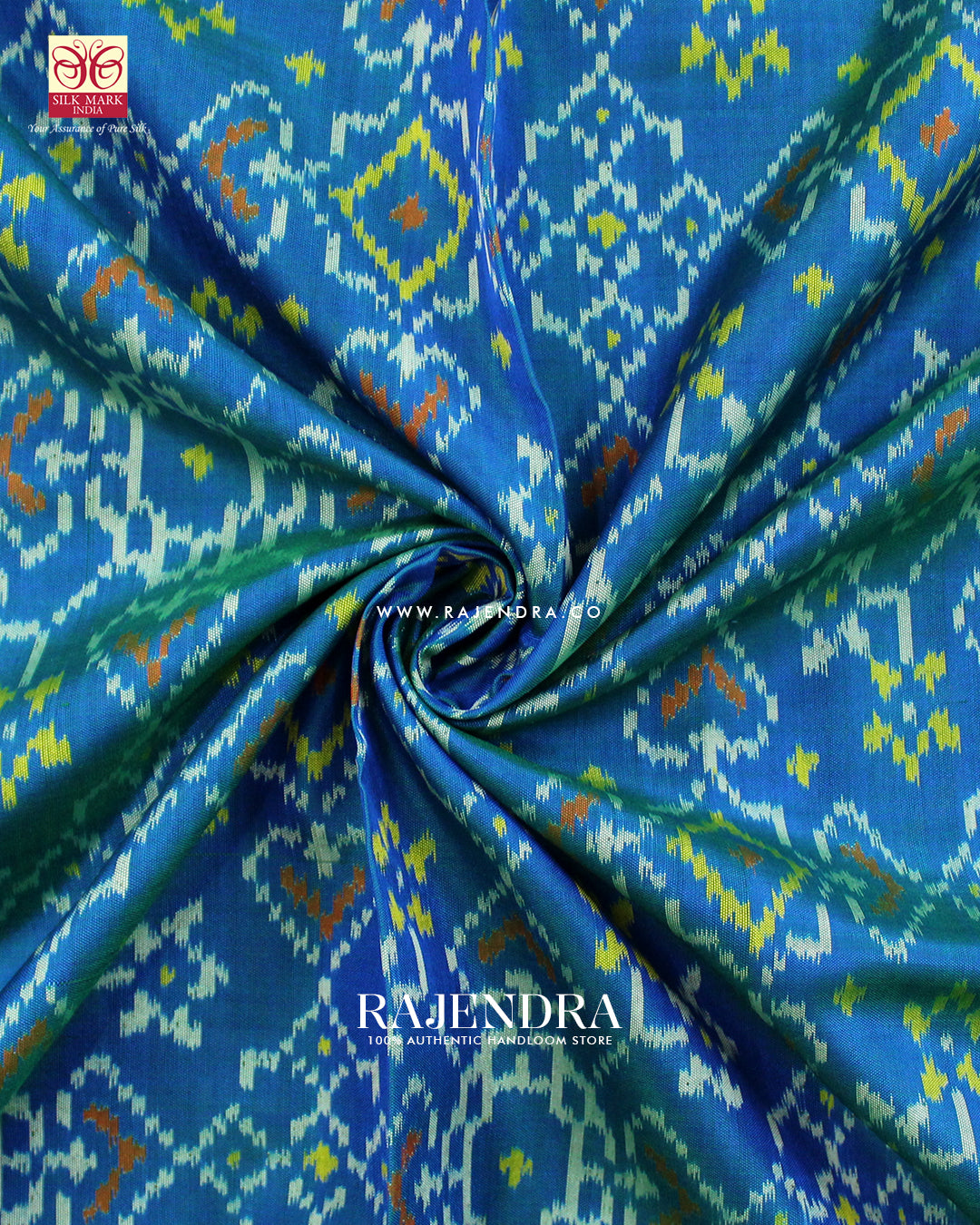 Traditional Manekchowk Navratna Mix Design Light Blue Single Ikat Rajkot Patola Saree