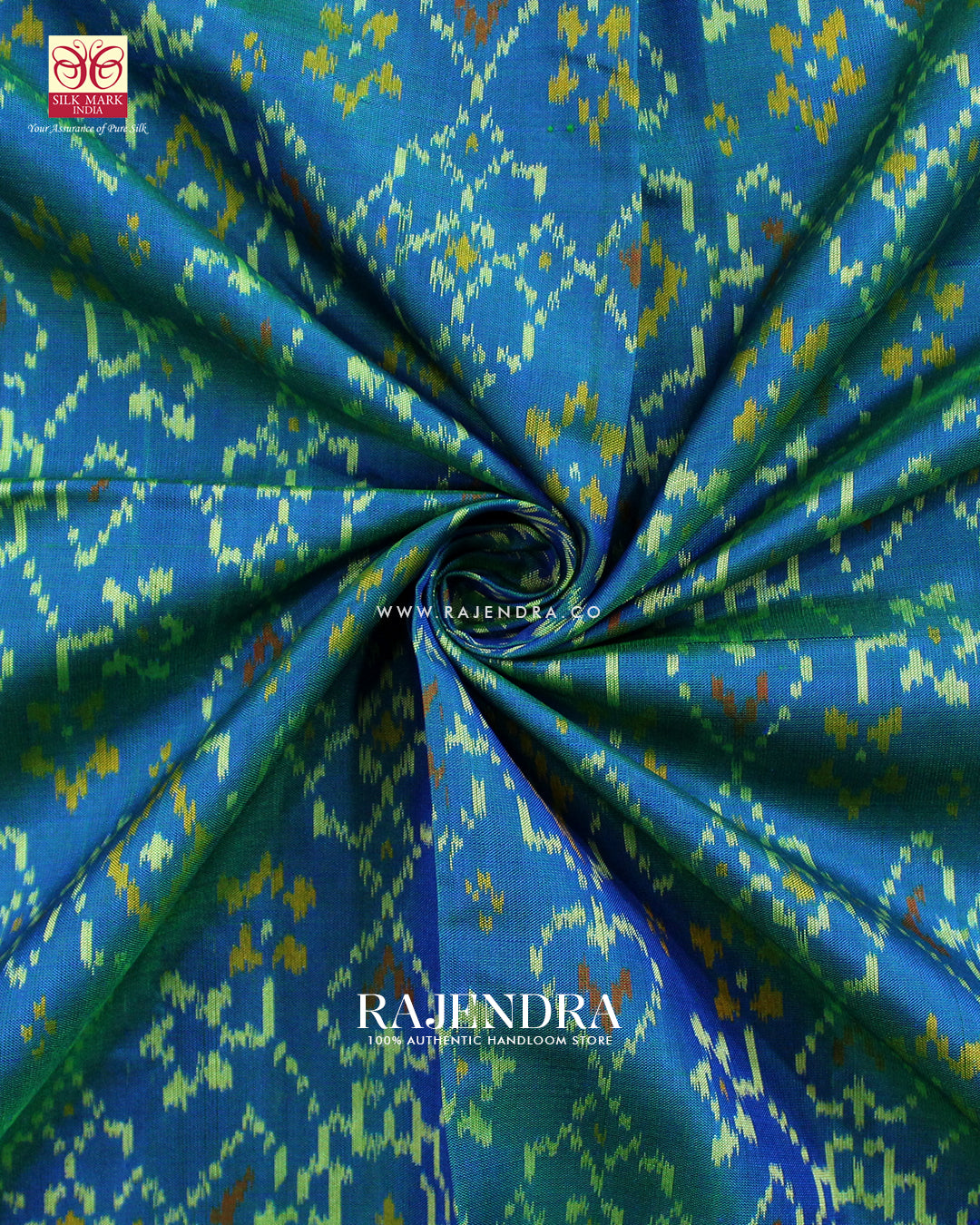 Traditional Navratna Design Purple and Blue Single Ikat Rajkot Patola Saree