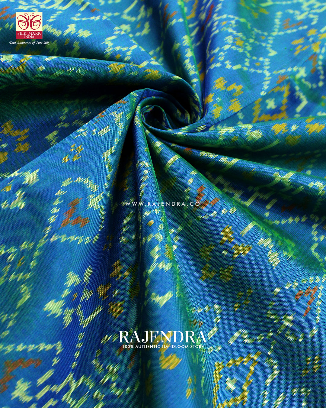 Traditional Navratna Design Purple and Blue Single Ikat Rajkot Patola Saree