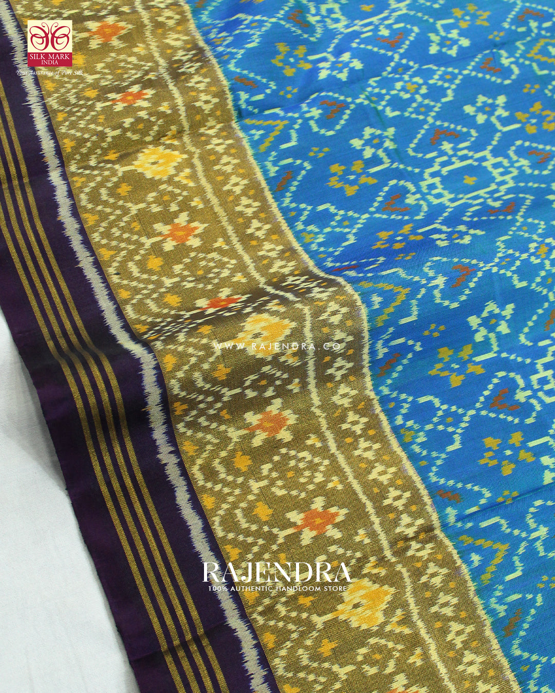 Traditional Navratna Design Purple and Blue Single Ikat Rajkot Patola Saree