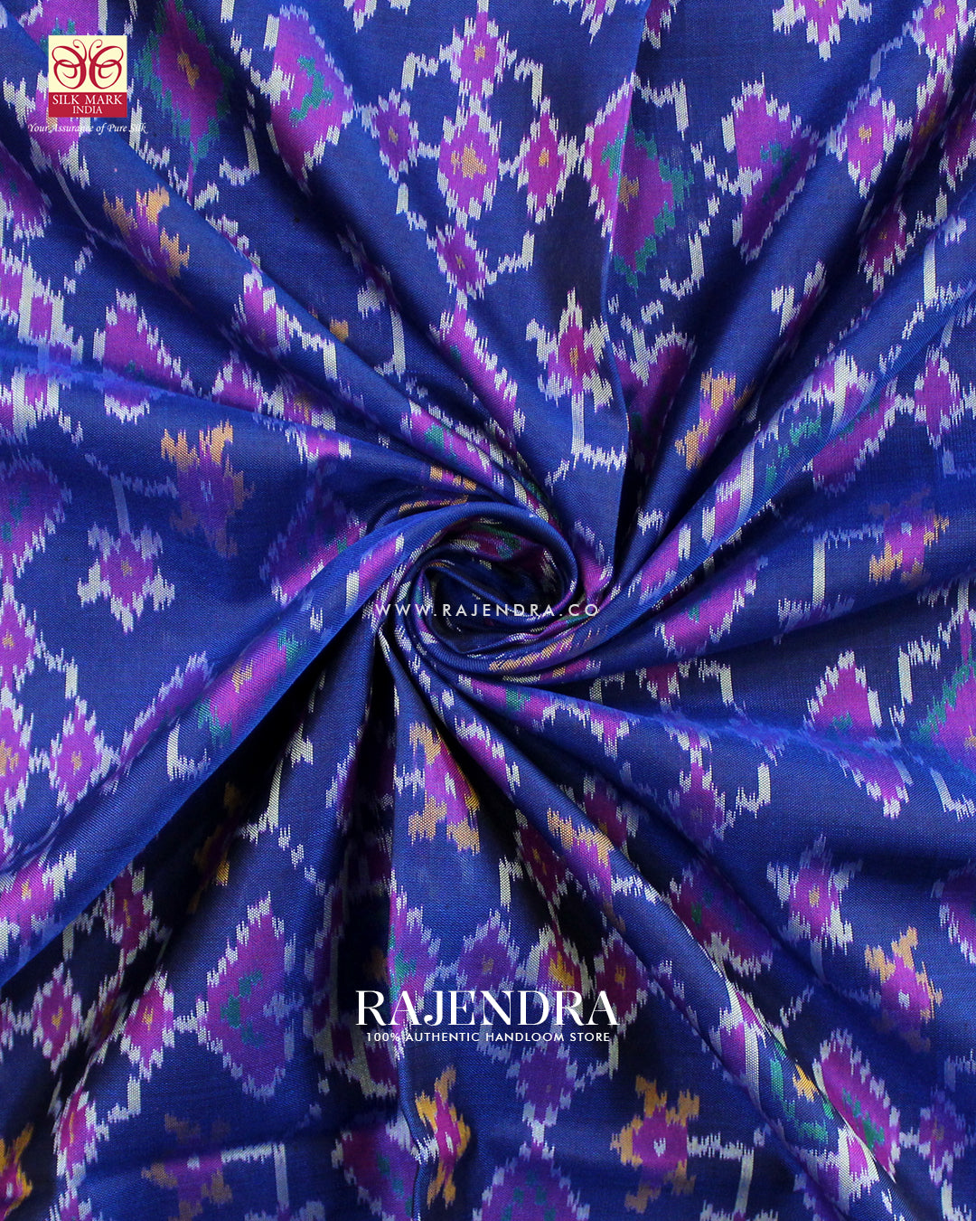 Traditional Navratna Manekchowk Mix Design Pink Blue Ikat Rajkot Patola Saree