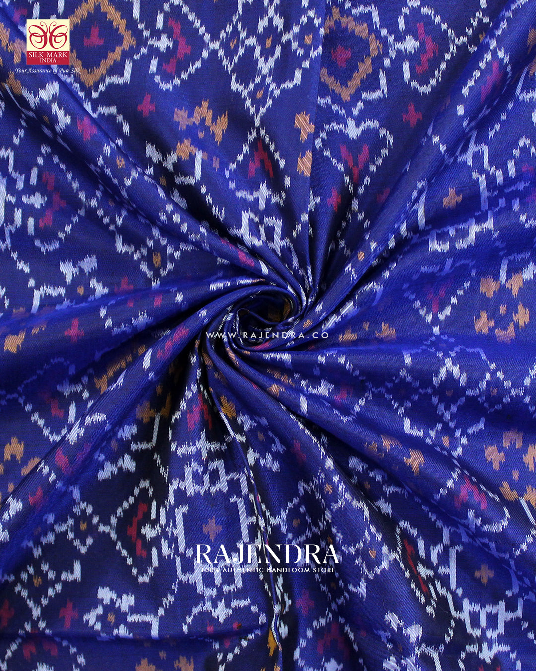 Traditional Navratna Manekchowk Mix Design Blue Single Ikat Rajkot Patola Saree