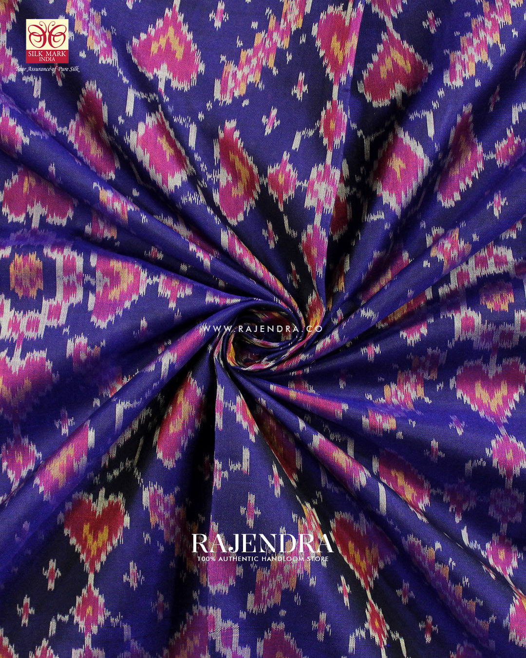 Traditional Manekchowk Design Pink and Blue Single Ikat Rajkot Patola Saree