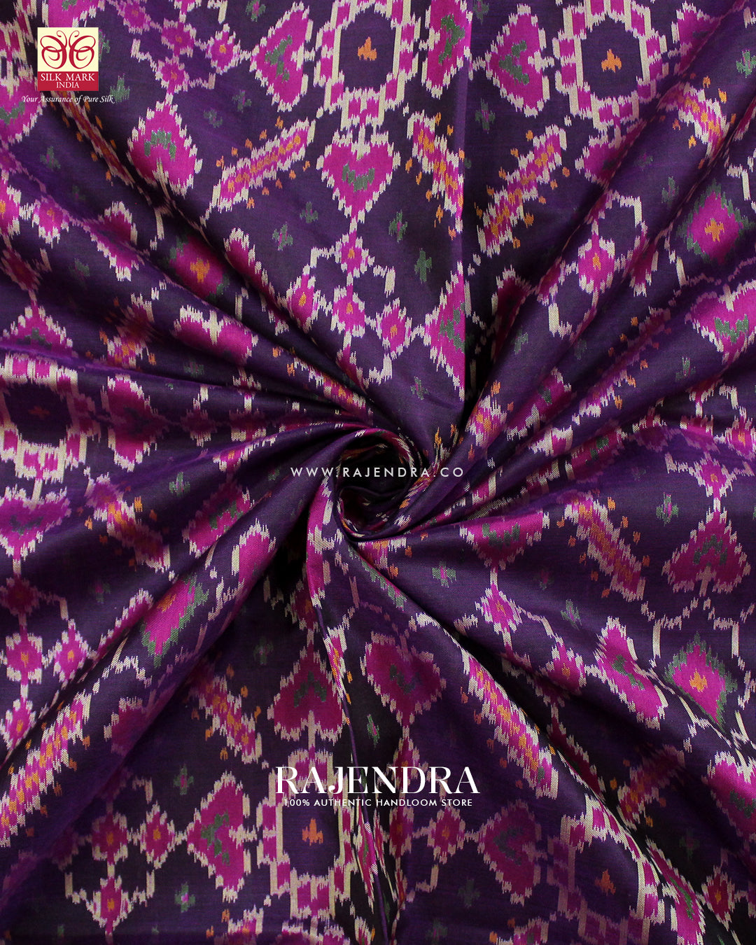 Traditional Manekchokw Pink Magenta Single Ikat Rajkot Patola Saree