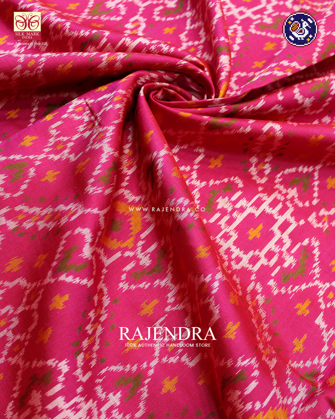 Traditional Manekchowk Design Peach Pink Rajkot Patola Saree