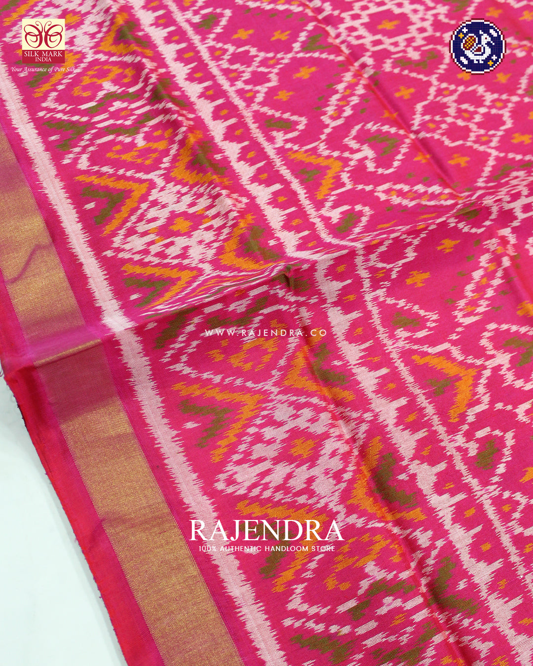 Traditional Manekchowk Design Peach Pink Rajkot Patola Saree