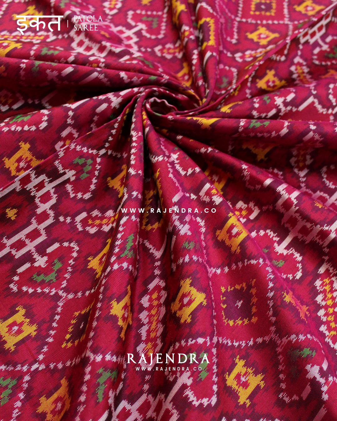 Traditional Manekchowk Design Pink Semi Double Ikat Rajkot Patola Saree