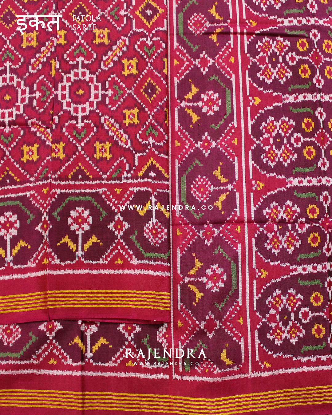 Traditional Manekchowk Design Pink Semi Double Ikat Rajkot Patola Saree