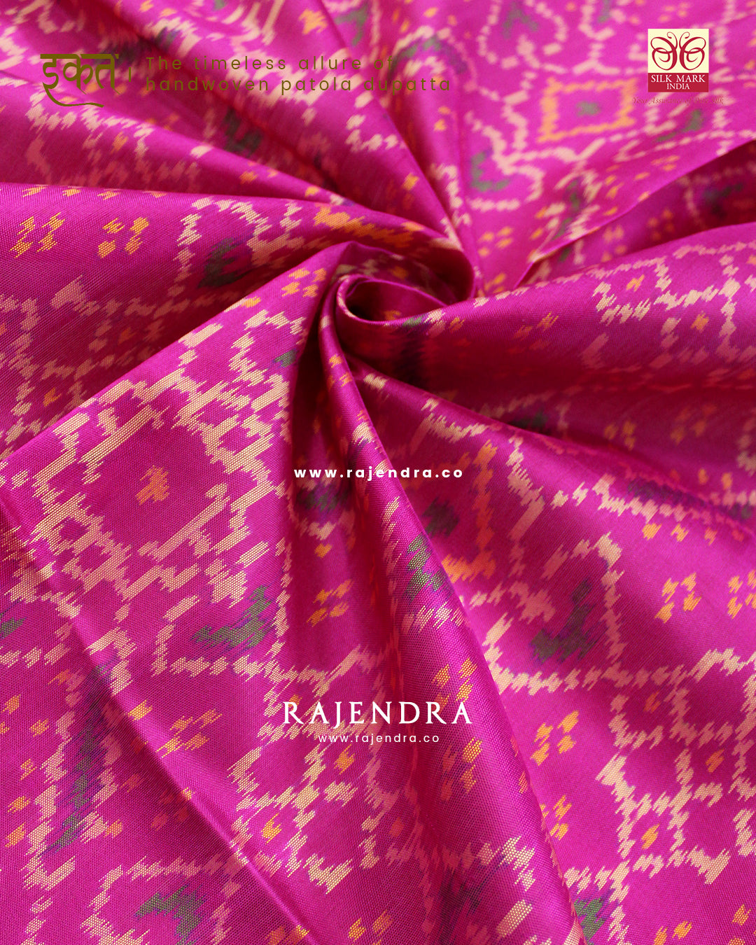 Traditional Manekchowk Design Pink Single Ikat Rajkot Patola Dupatta