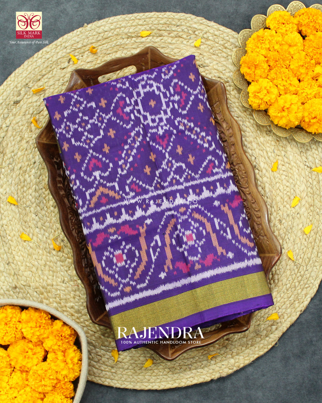 Traditional Manekchowk Design Purple Single Ikat Rajkot Patola Saree