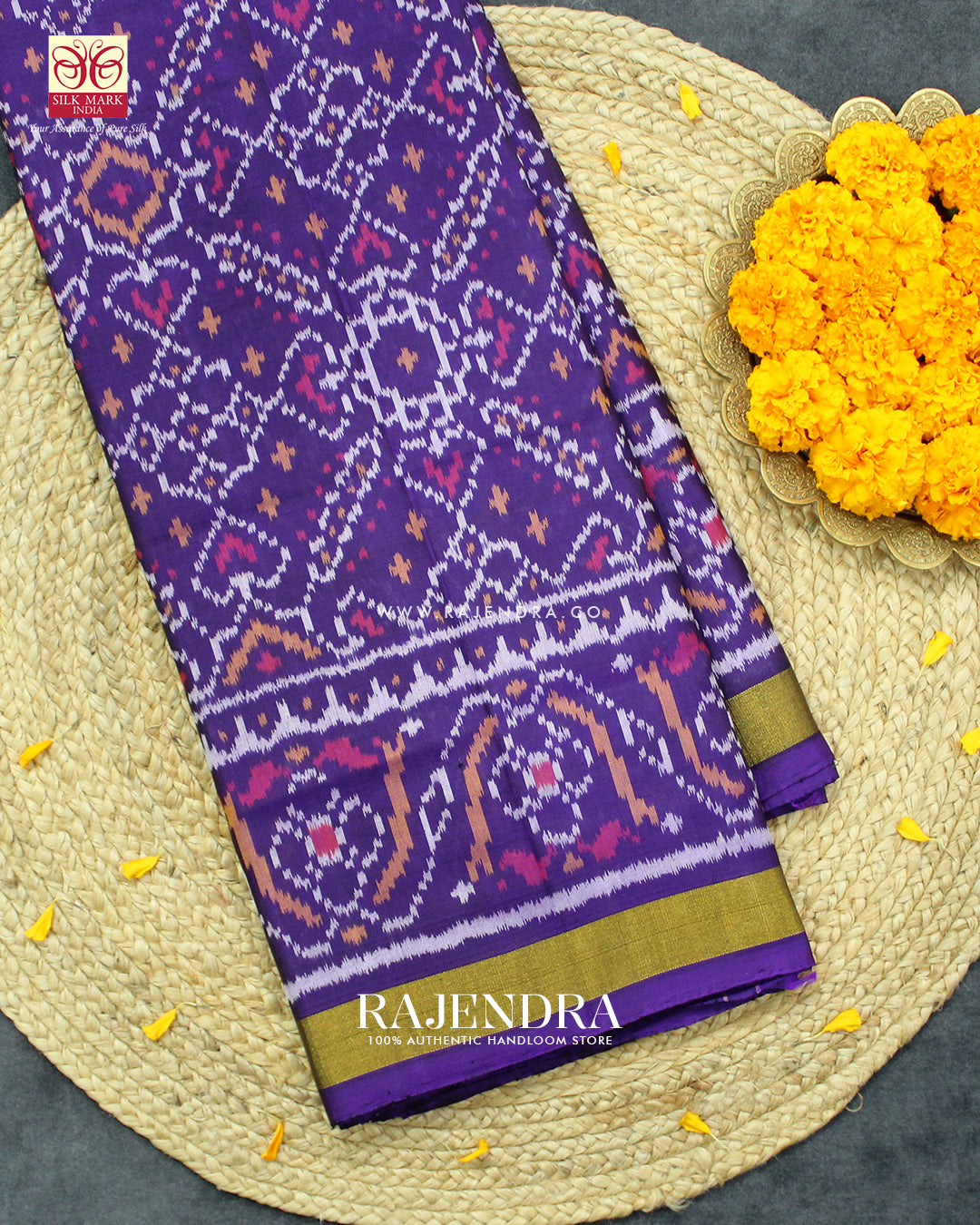 Traditional Manekchowk Design Purple Single Ikat Rajkot Patola Saree