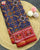 Traditional Manekchowk Design Red and Blue Ikat Rajkot Patola Saree