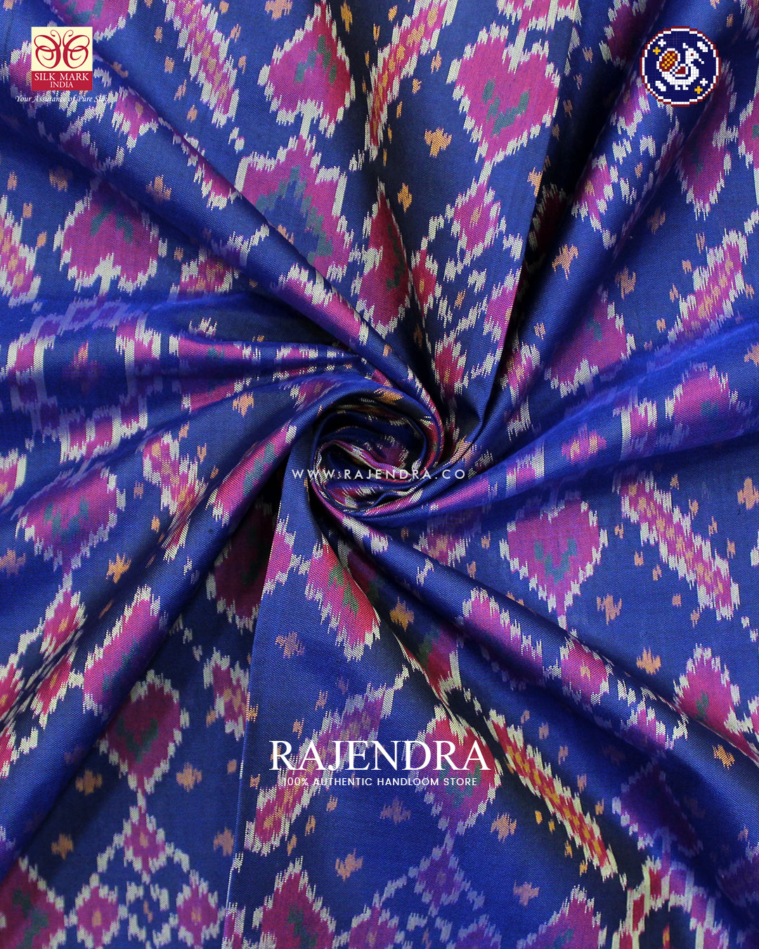 Traditional ManekchowkDesign Red and Blue Rajkot Patola Saree