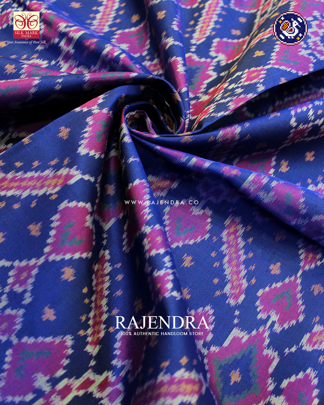 Traditional ManekchowkDesign Red and Blue Rajkot Patola Saree