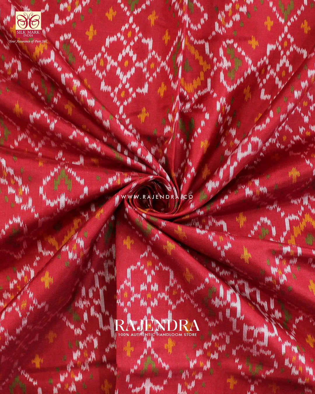 Traditional Manekchowk Design Red Single Ikat Rajkot Patola Saree