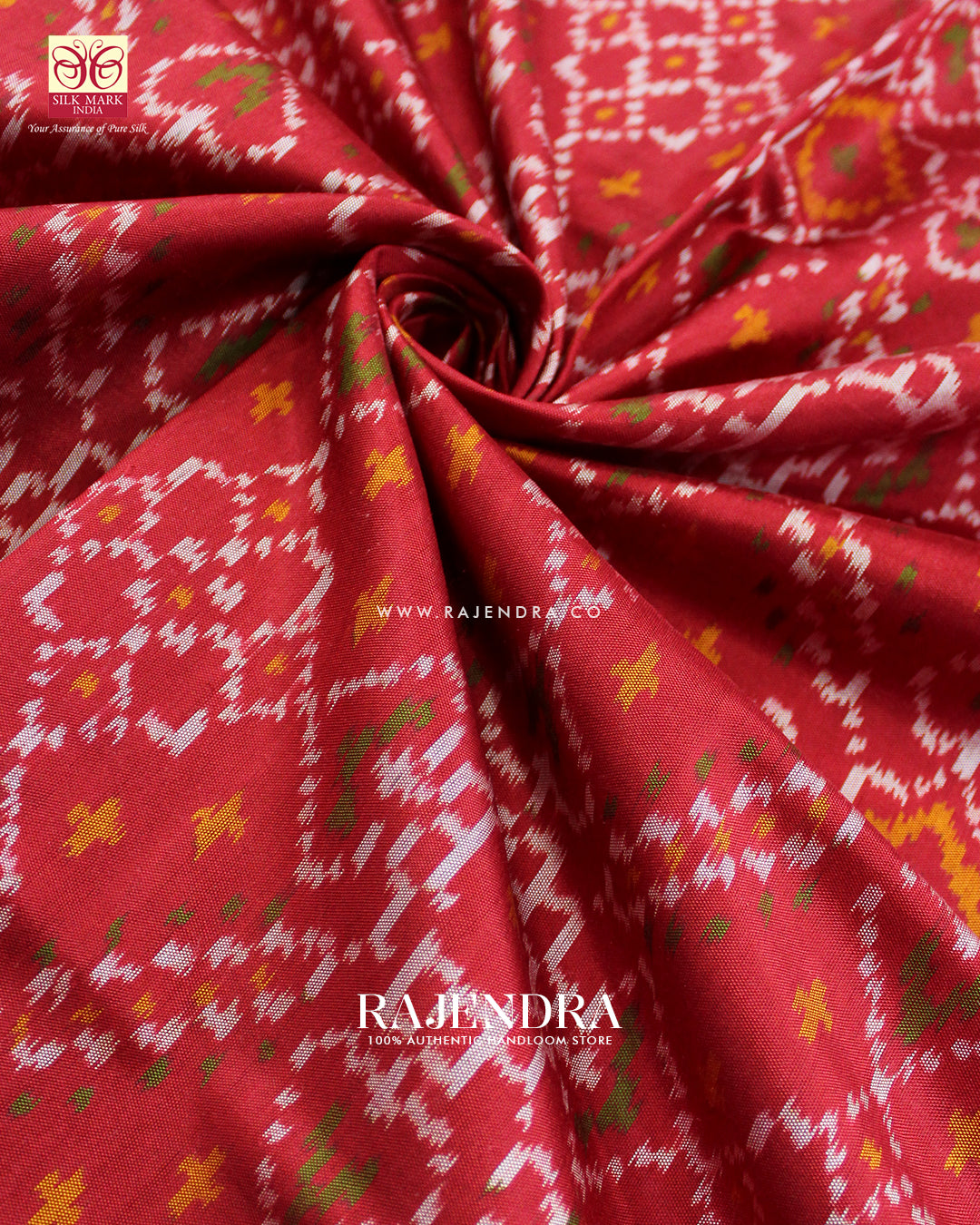 Traditional Manekchowk Design Red Single Ikat Rajkot Patola Saree