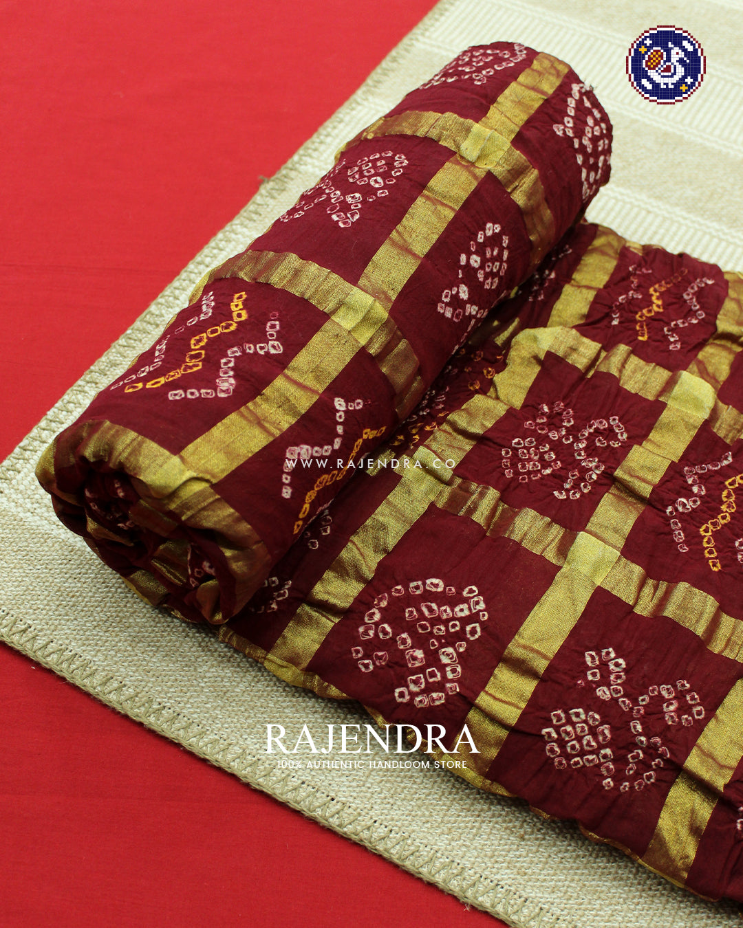 Traditional Gharchola Pure Cotton Maroon Bandhani Saree