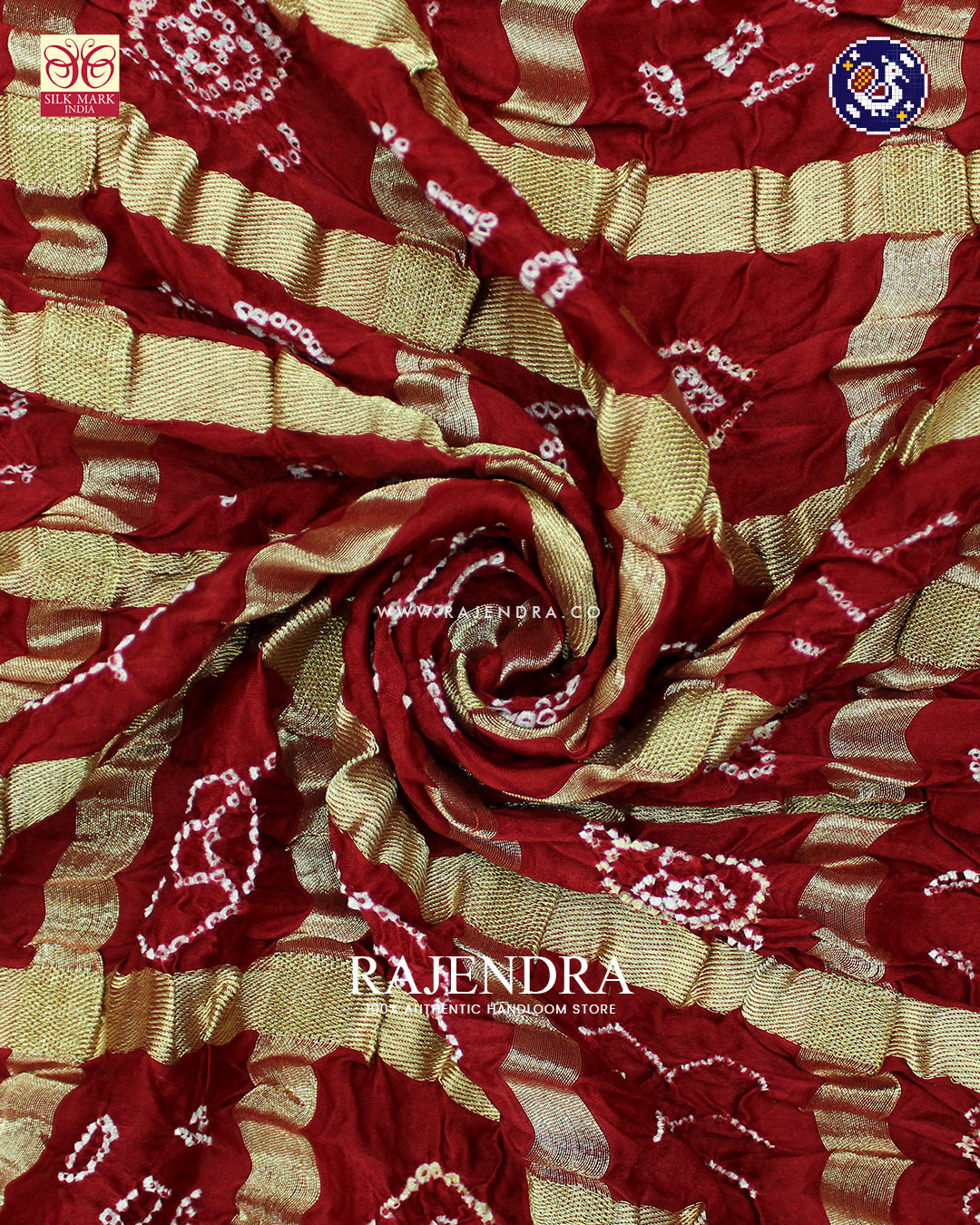 Traditional Pure Gaji Silk Dark Red Gharchola Bandhani Saree