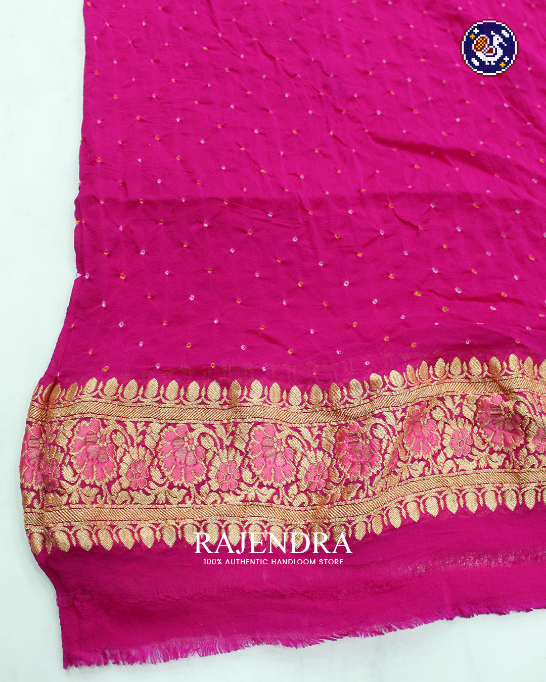 Traditional Meenakari Khadi Georgette Pink Banarasi Bandhani Saree