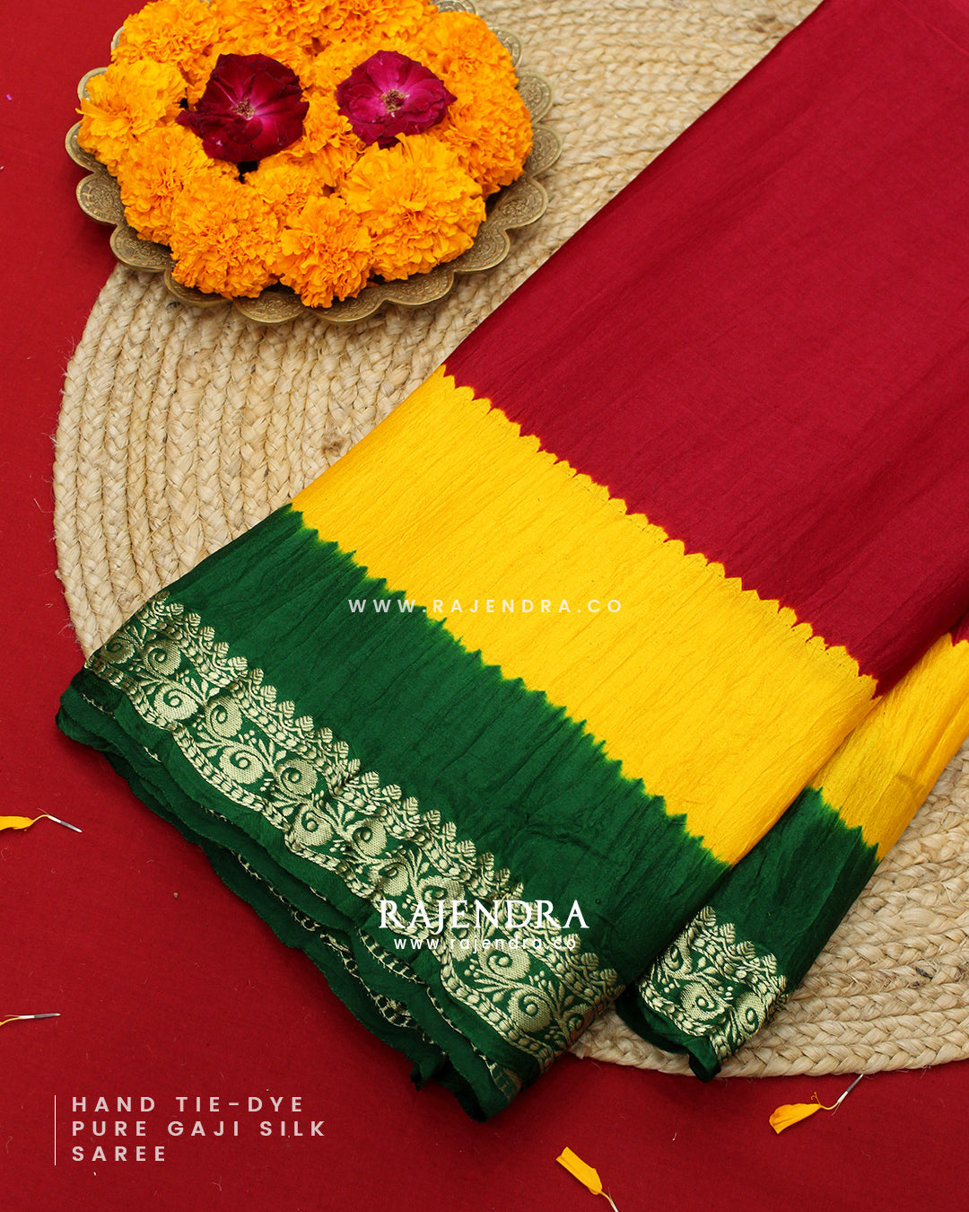 Exclusive Hand Tie-Dye Multicolor Pure Gaji Silk Saree