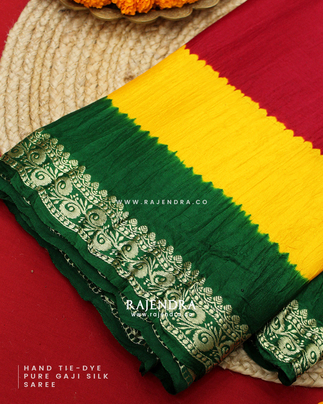 Exclusive Hand Tie-Dye Multicolor Pure Gaji Silk Saree