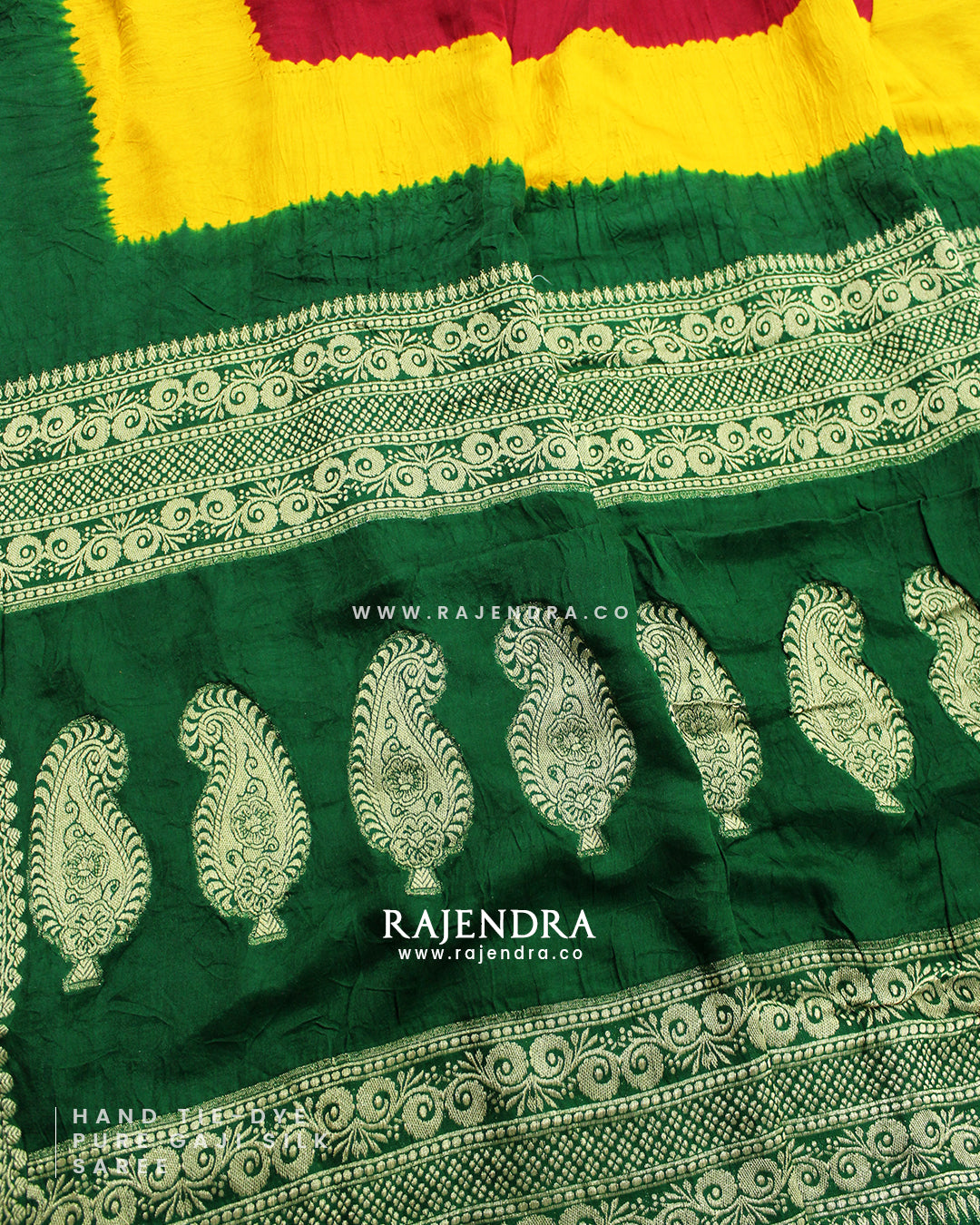 Exclusive Hand Tie-Dye Multicolor Pure Gaji Silk Saree