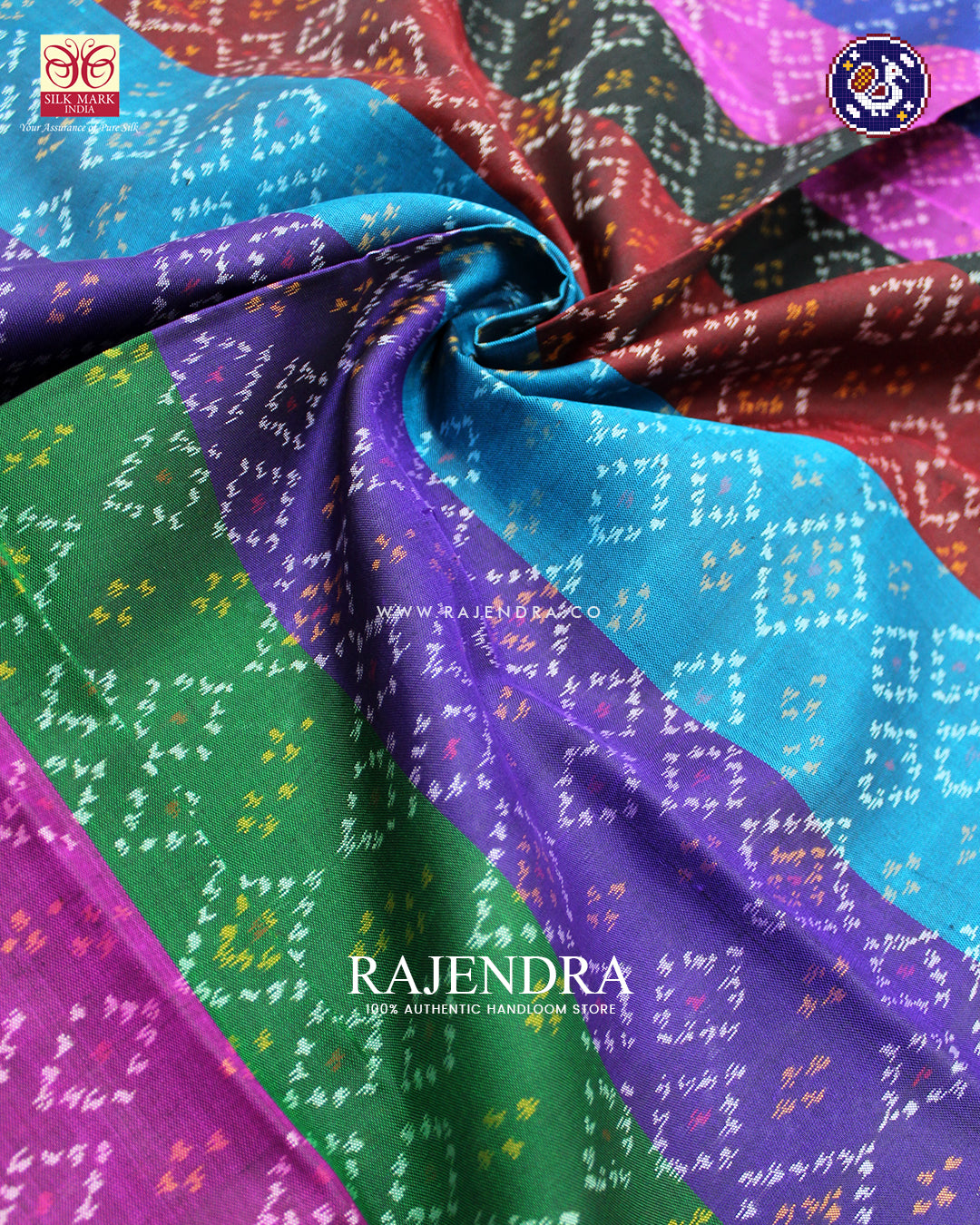 Traditional Bandhani Design Multicolor Single Ikat Rajkot Patola Dupatta