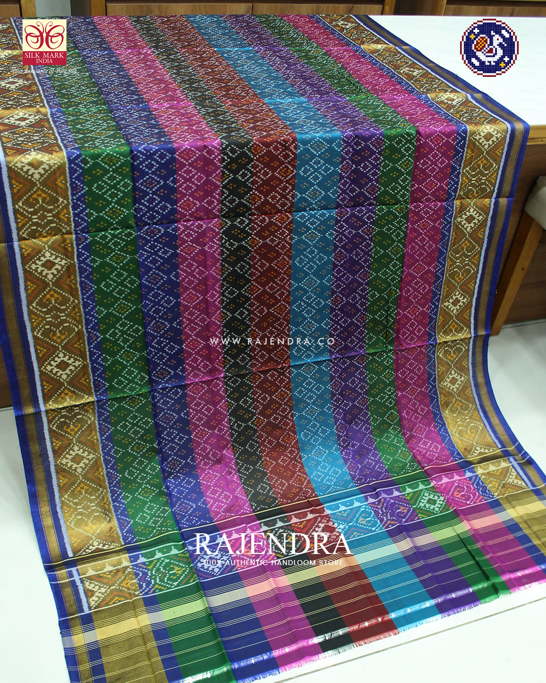 Traditional Bandhani Design Multicolor Single Ikat Rajkot Patola Dupatta