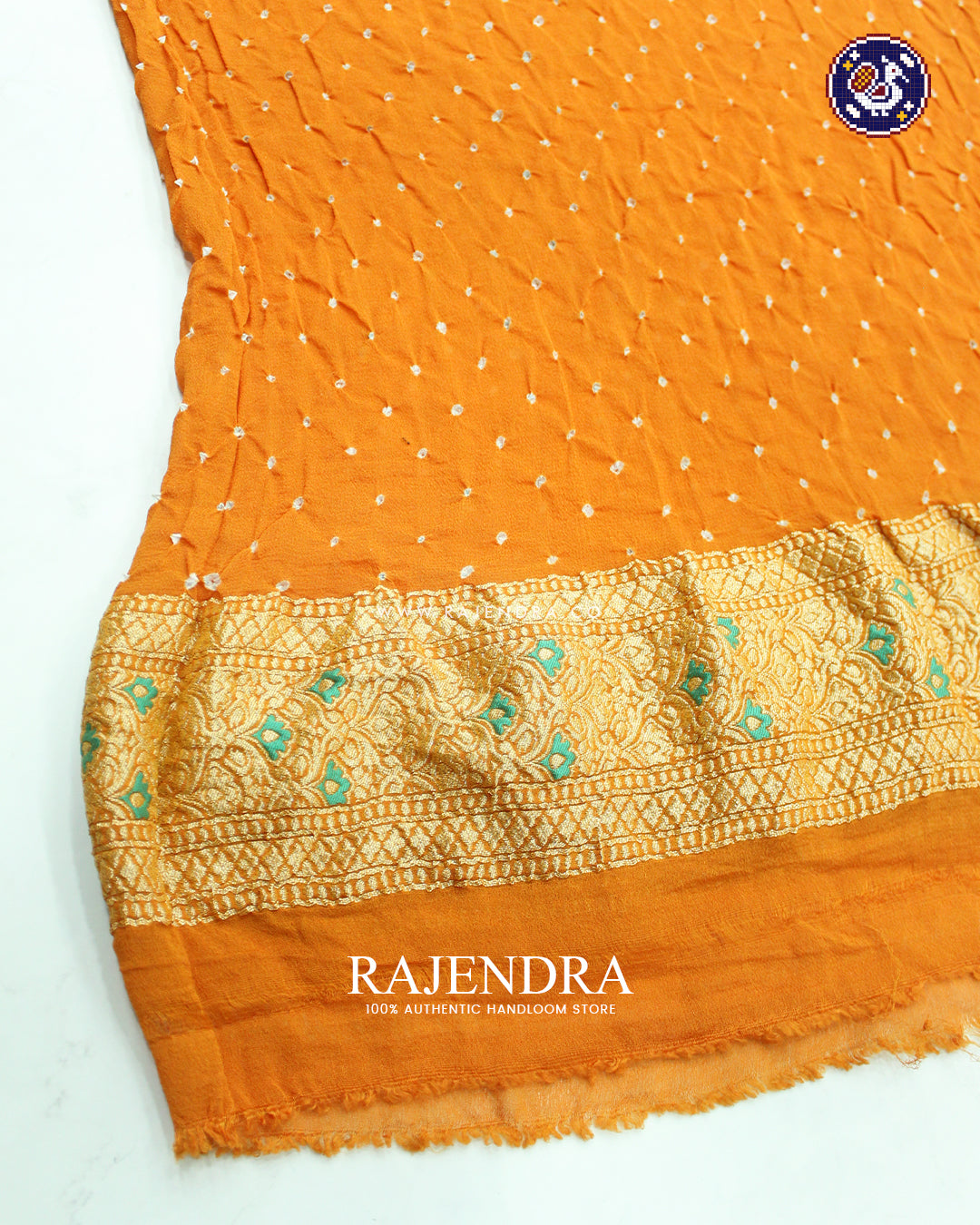 Traditional Meenakari Mustard Yellow Pure Georgette Banarasi Bandhani Saree