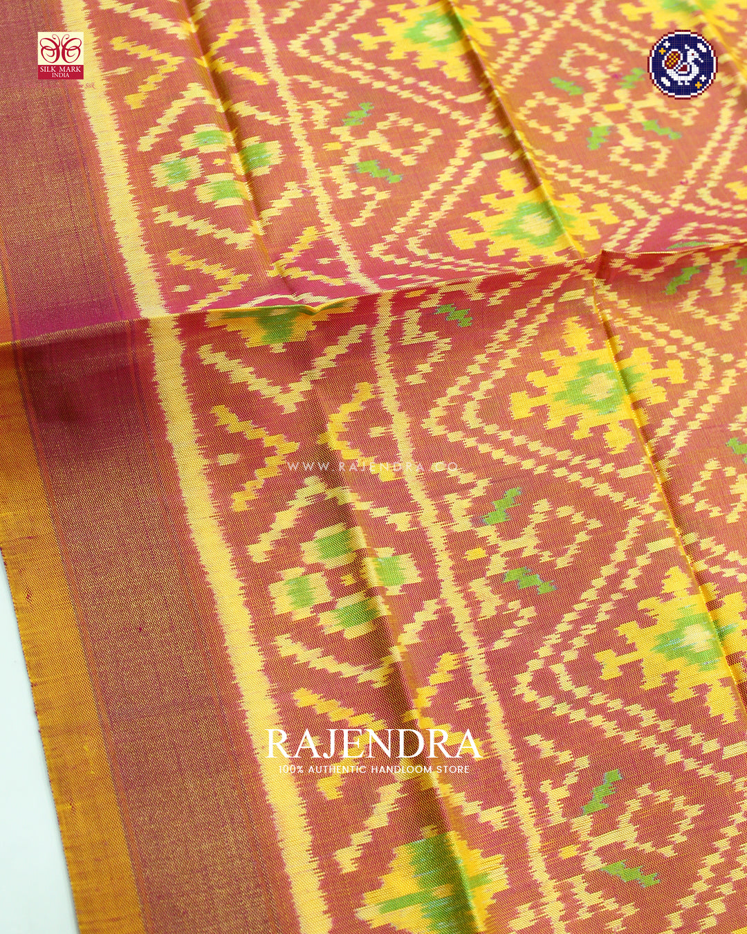 Traditional Panchanda Design Mustard Yellow Rajkot Patola Dupatta