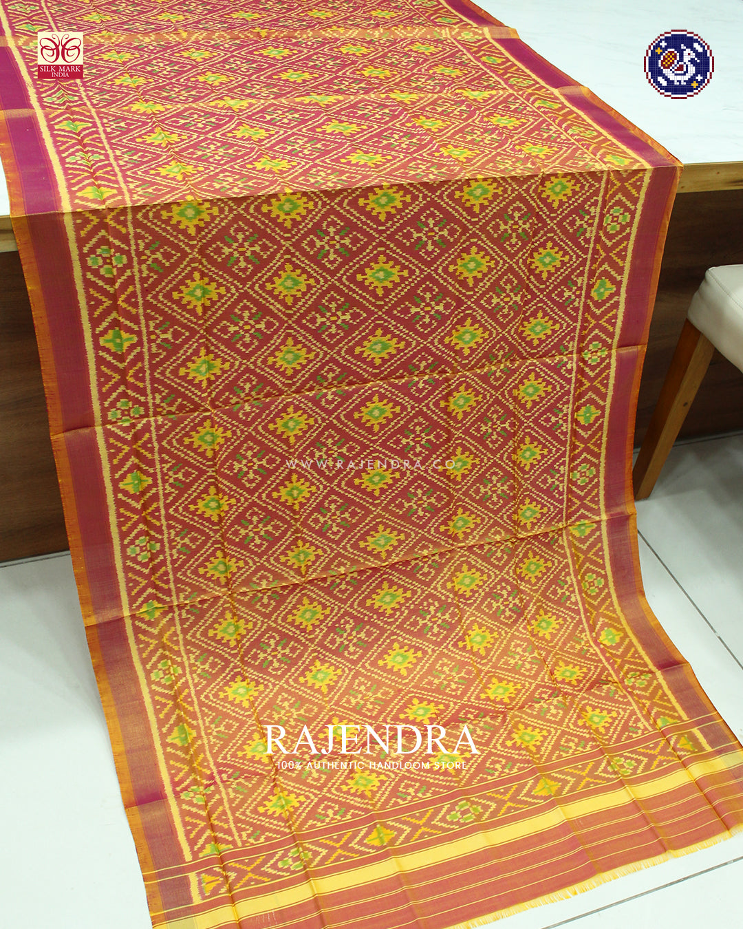 Traditional Panchanda Design Mustard Yellow Rajkot Patola Dupatta