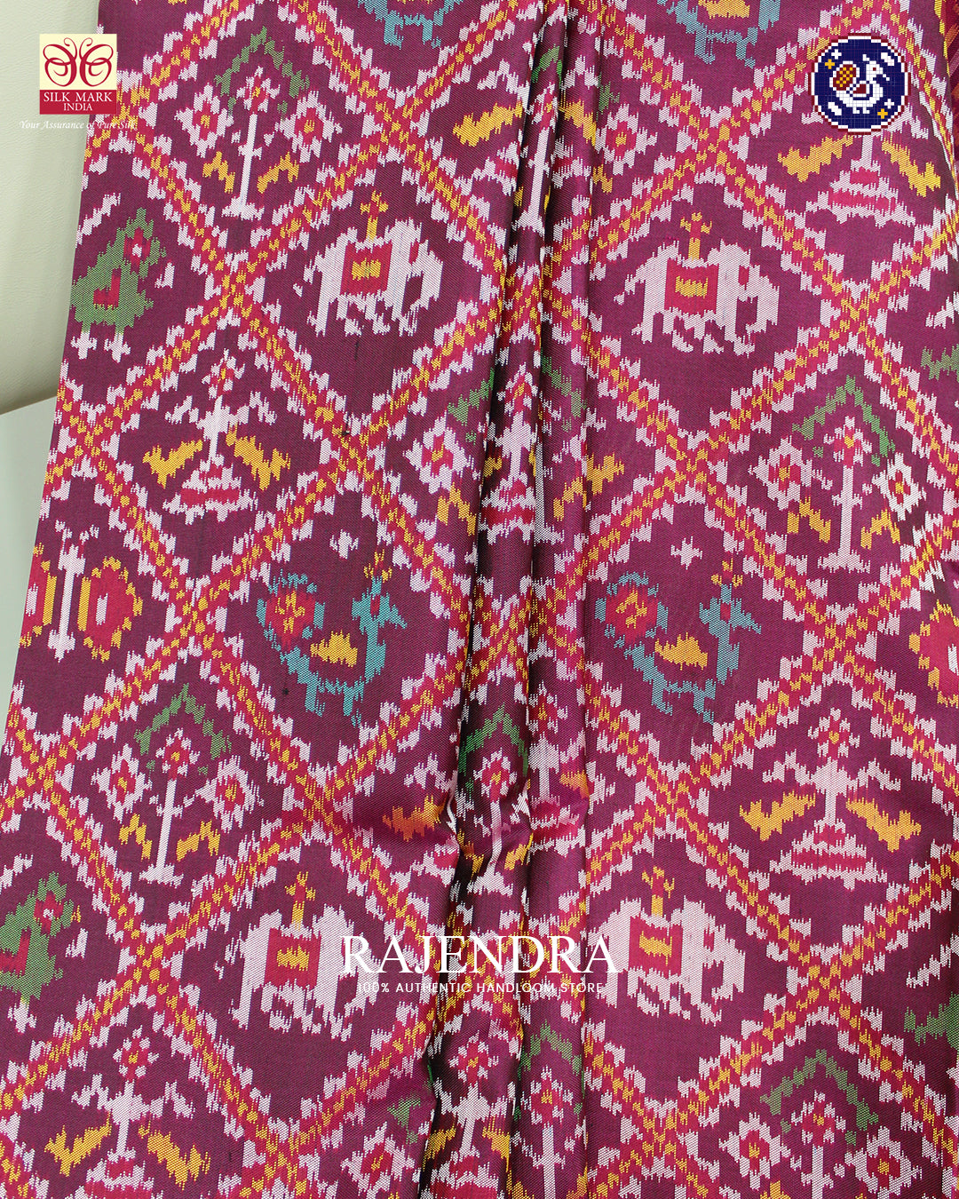 Traditional Hathi Popat Bhat Semi Double Weave Rajkot Patola Saree