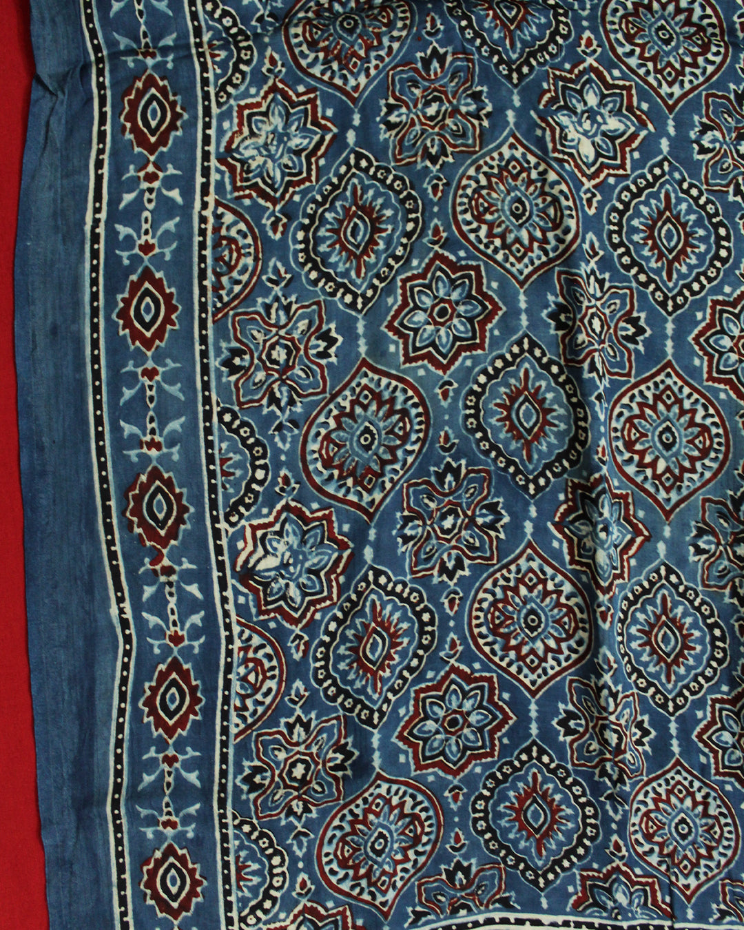 Traditional Indigo Blue Ajrakh Natural Dyed Modal Silk Dupatta