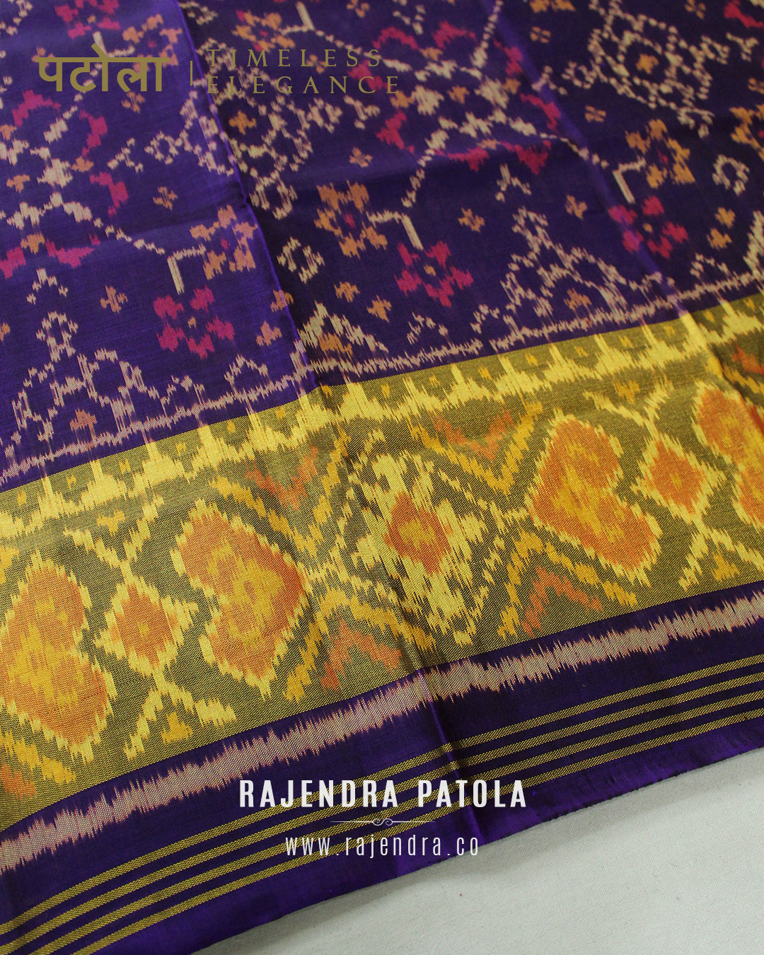 Traditional Navratna Bhat purple Single Ikat Rajkot Patola Saree