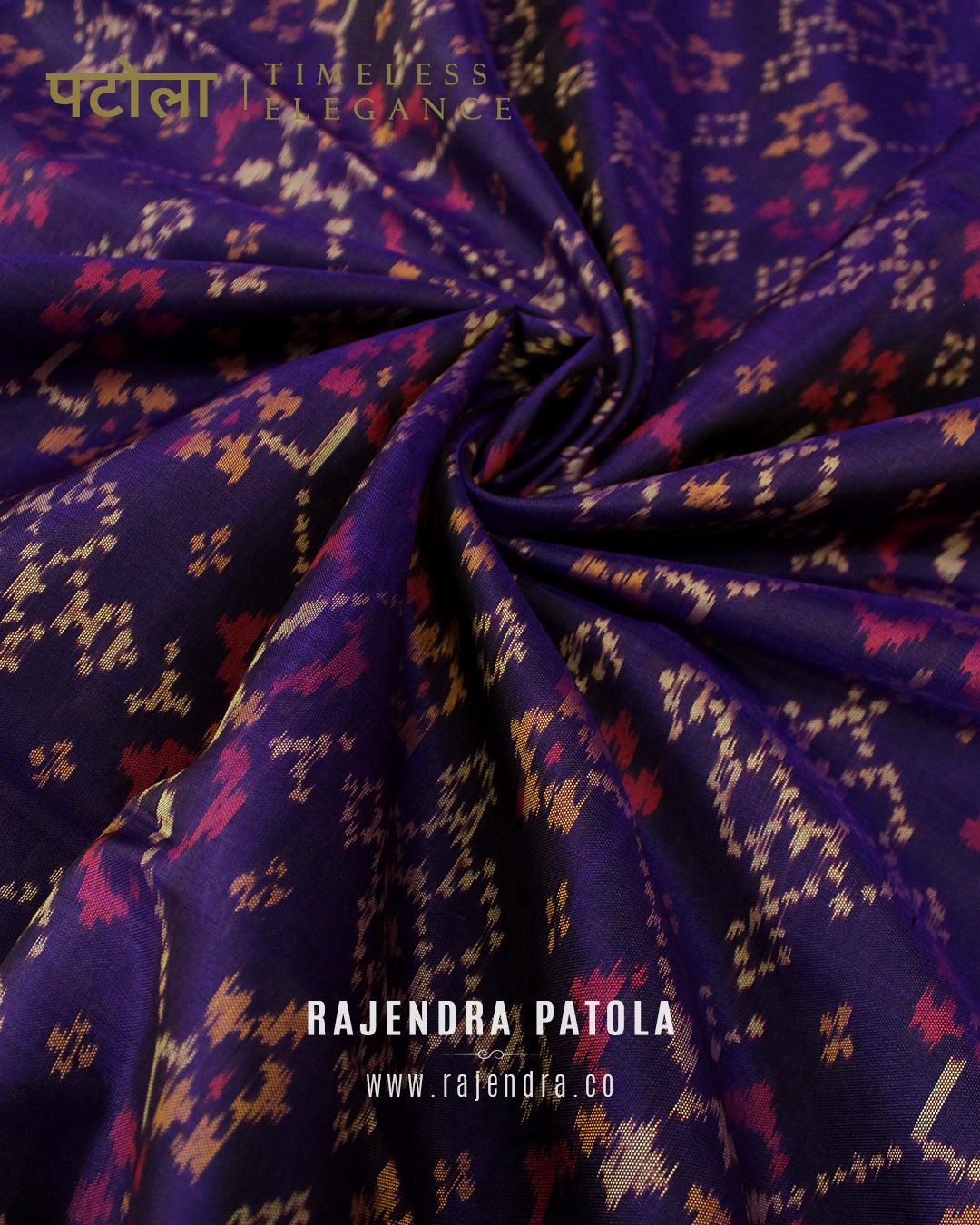 Traditional Navratna Bhat purple Single Ikat Rajkot Patola Saree