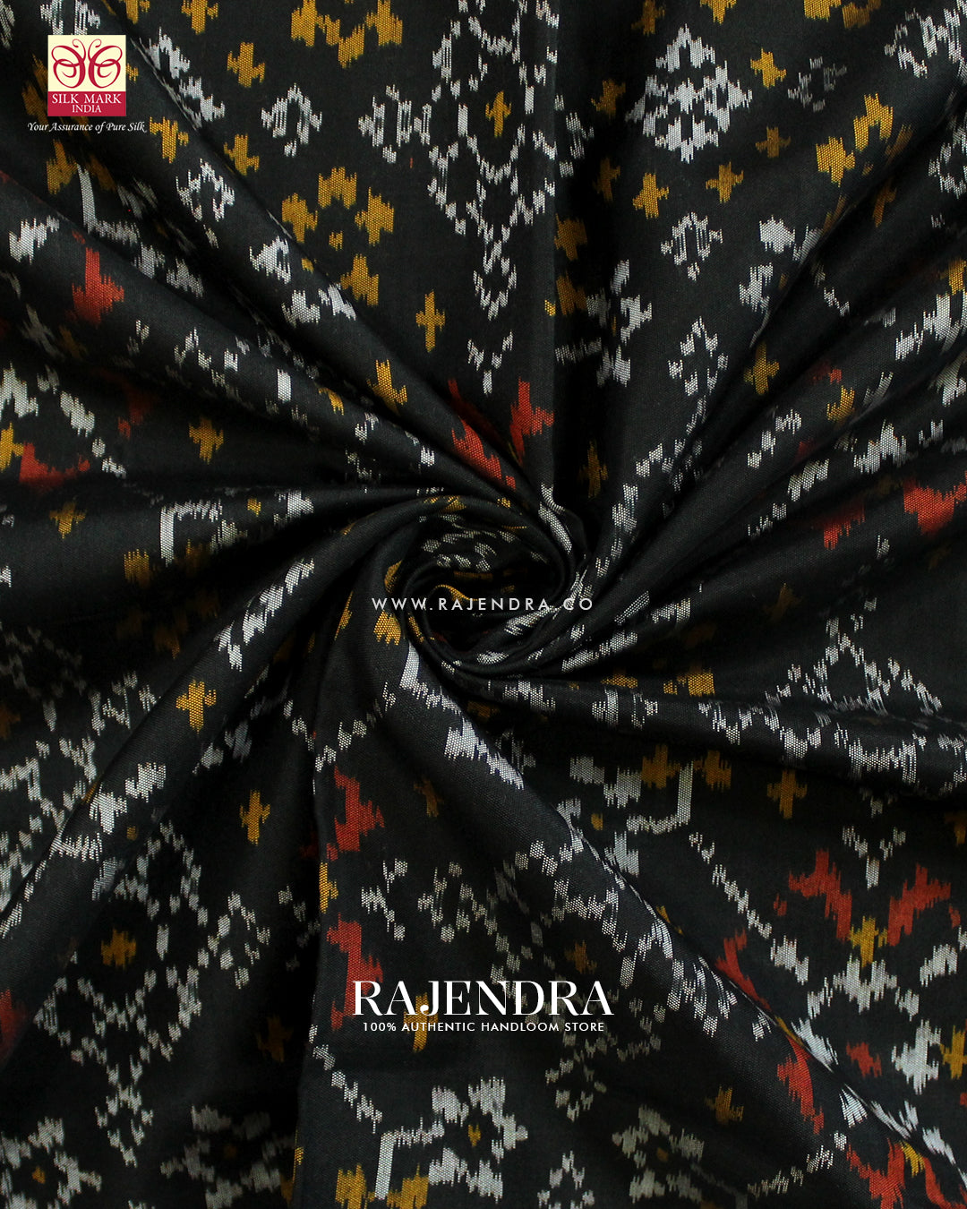 Traditional Navratna  Design Black Single Ikat Rajkot Patola Saree