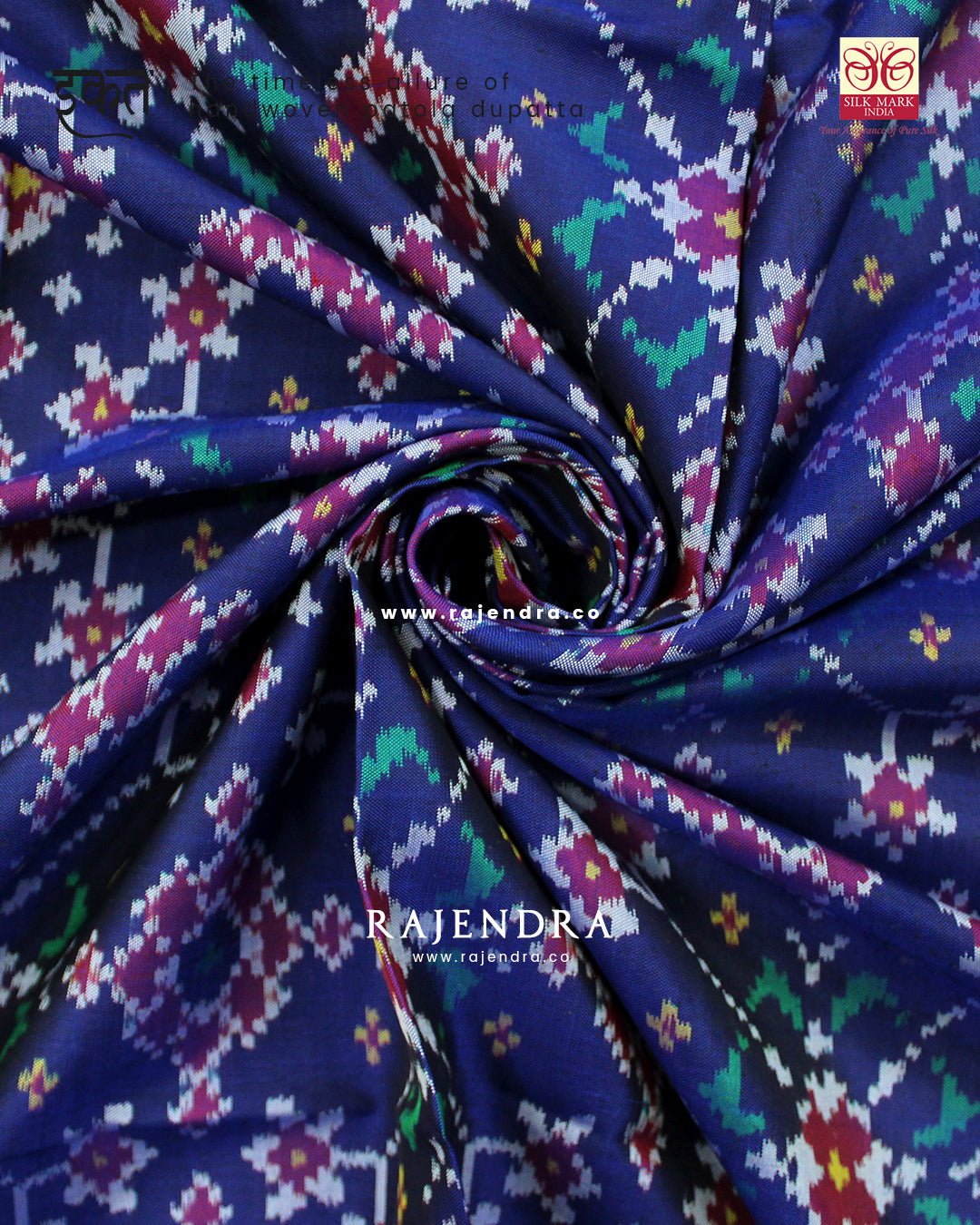 Traditional Navratna Blue Ikat Rajkot Patola Dupatta