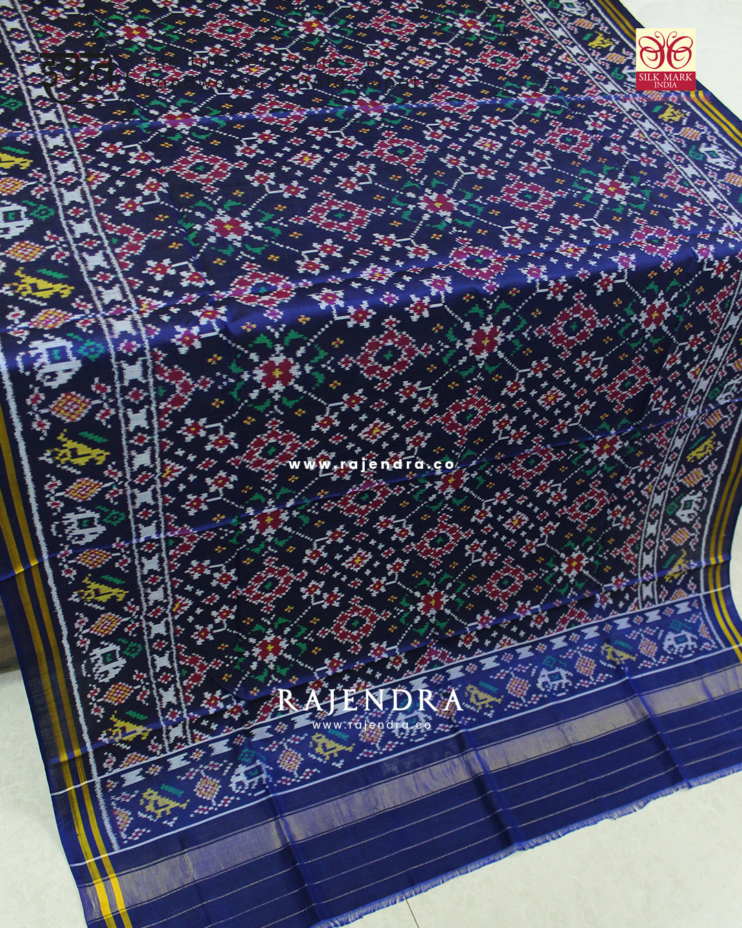 Traditional Navratna Blue Ikat Rajkot Patola Dupatta