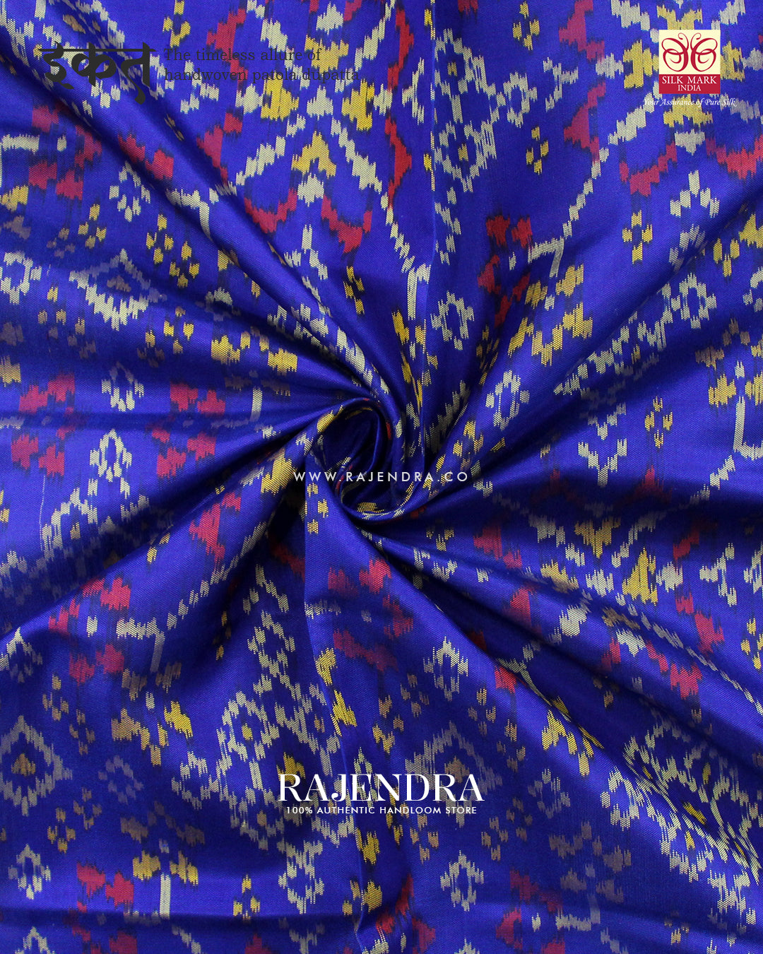Traditional Navratna Design Blue Single Ikat Rajkot Patola Dupatta