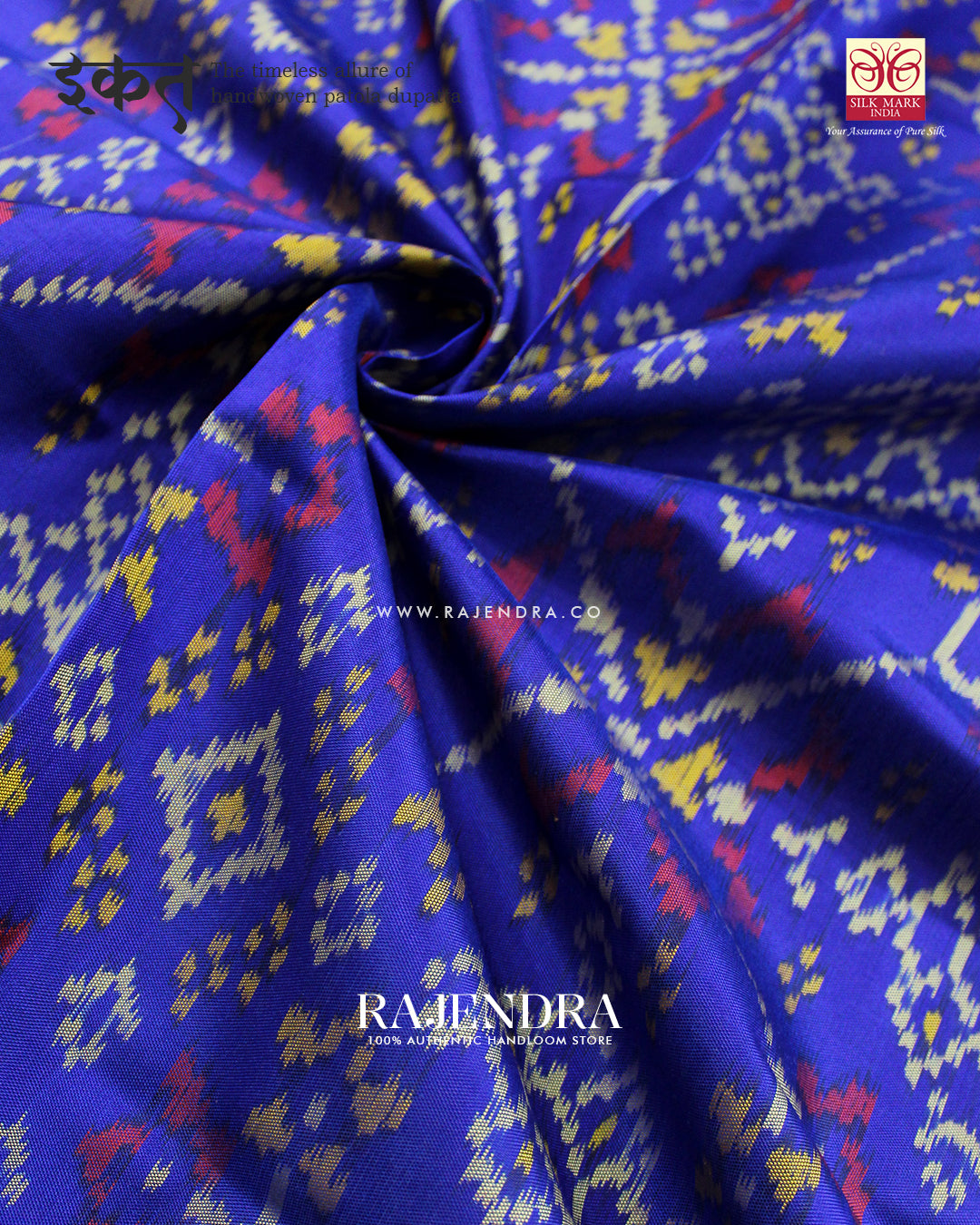 Traditional Navratna Design Blue Single Ikat Rajkot Patola Dupatta
