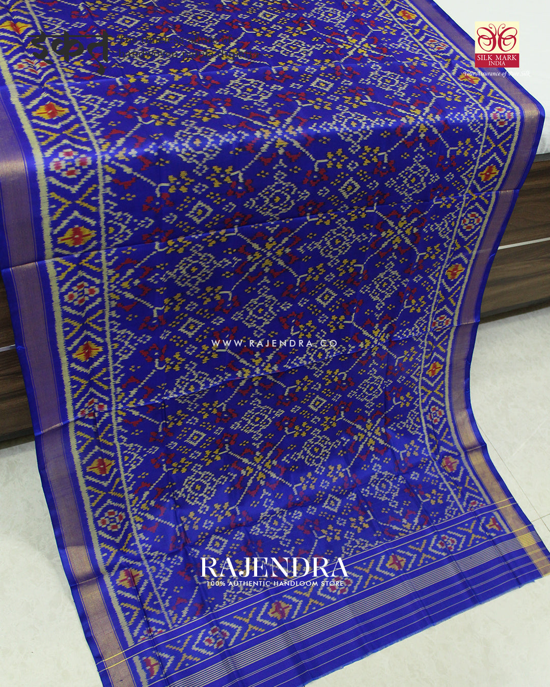 Traditional Navratna Design Blue Single Ikat Rajkot Patola Dupatta