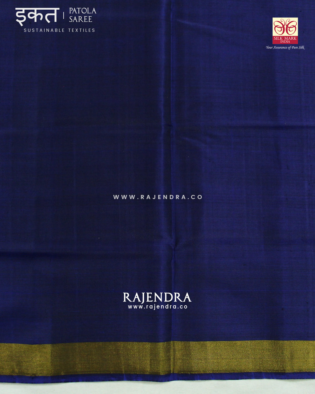 Traditional Navratna Design Blue Single Ikat Rajkot Patola Saree