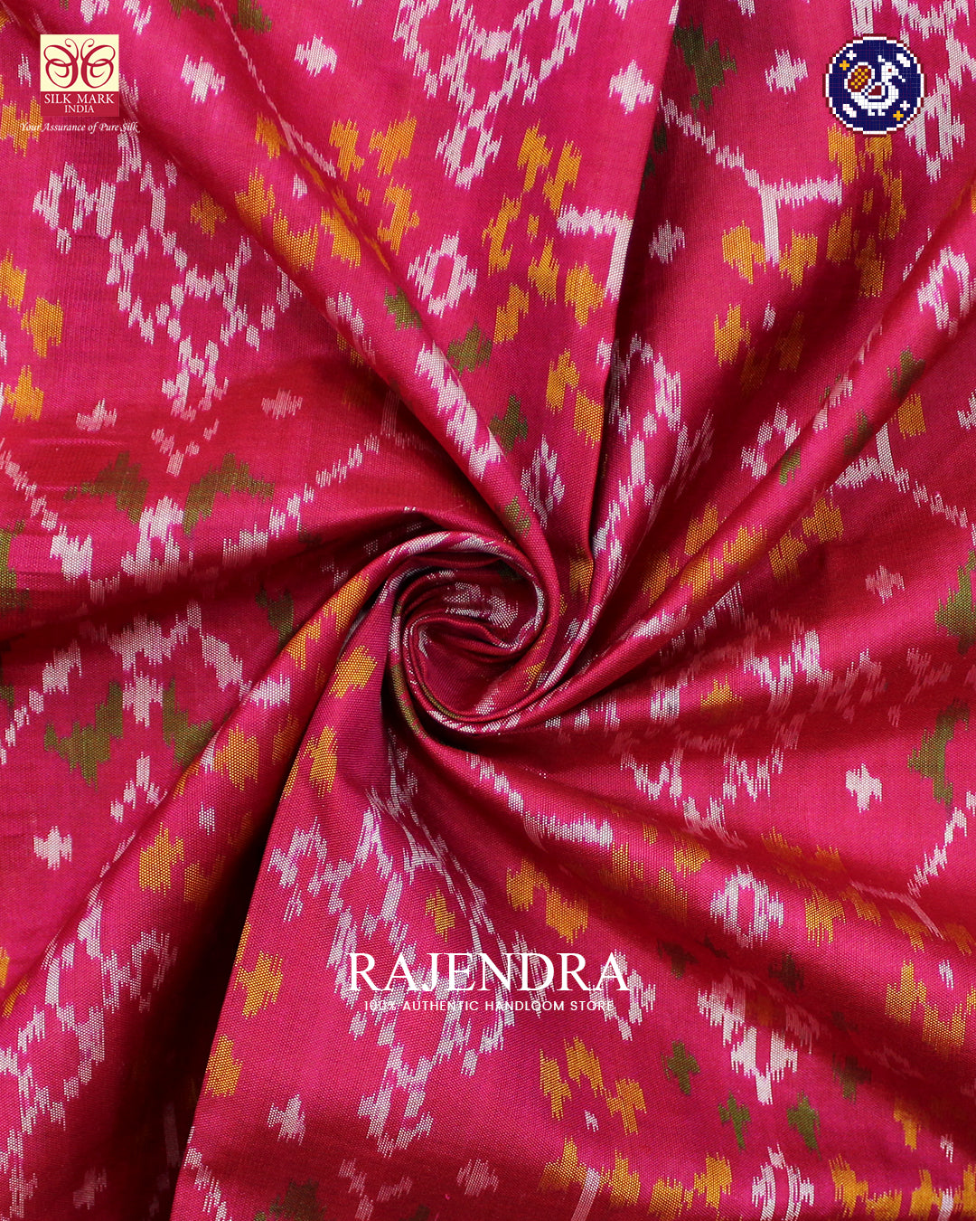 Traditional Navratna Design Dark Pink Rajkot Patola Saree
