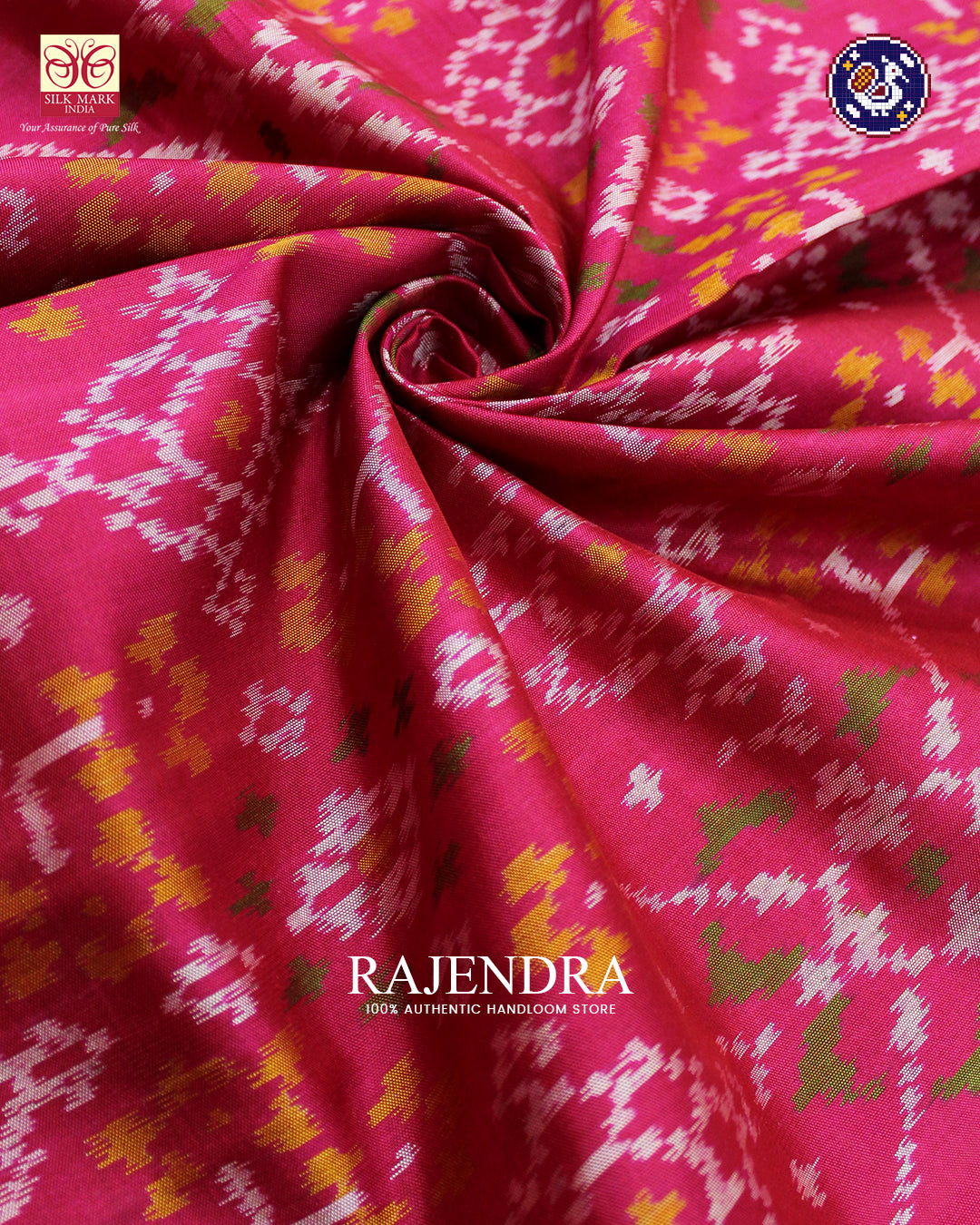 Traditional Navratna Design Dark Pink Rajkot Patola Saree